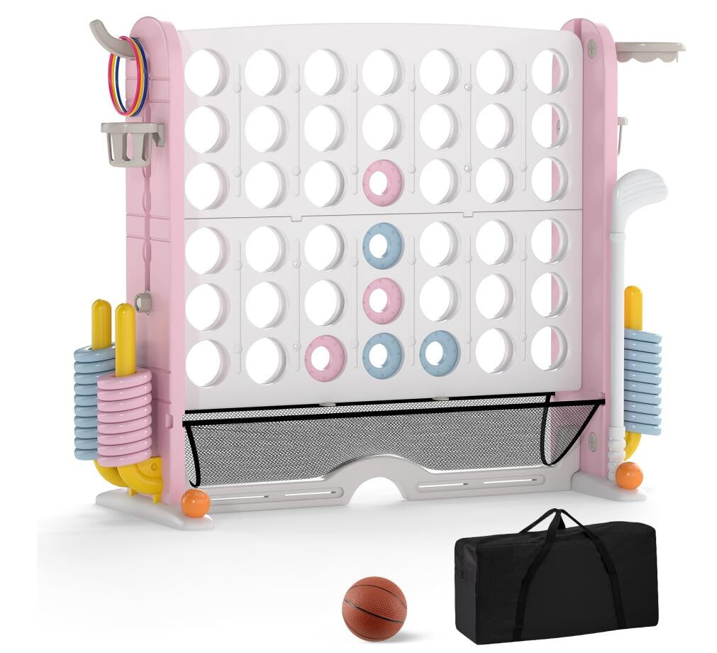Giant 4-in-a-Row Game Set with Basketball & Mini Golf