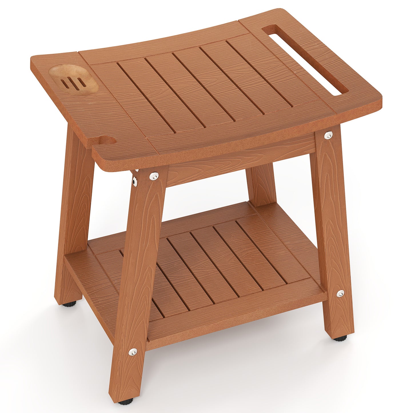 HIPS Shower Bench Seat with Handle Shower Head-Brown