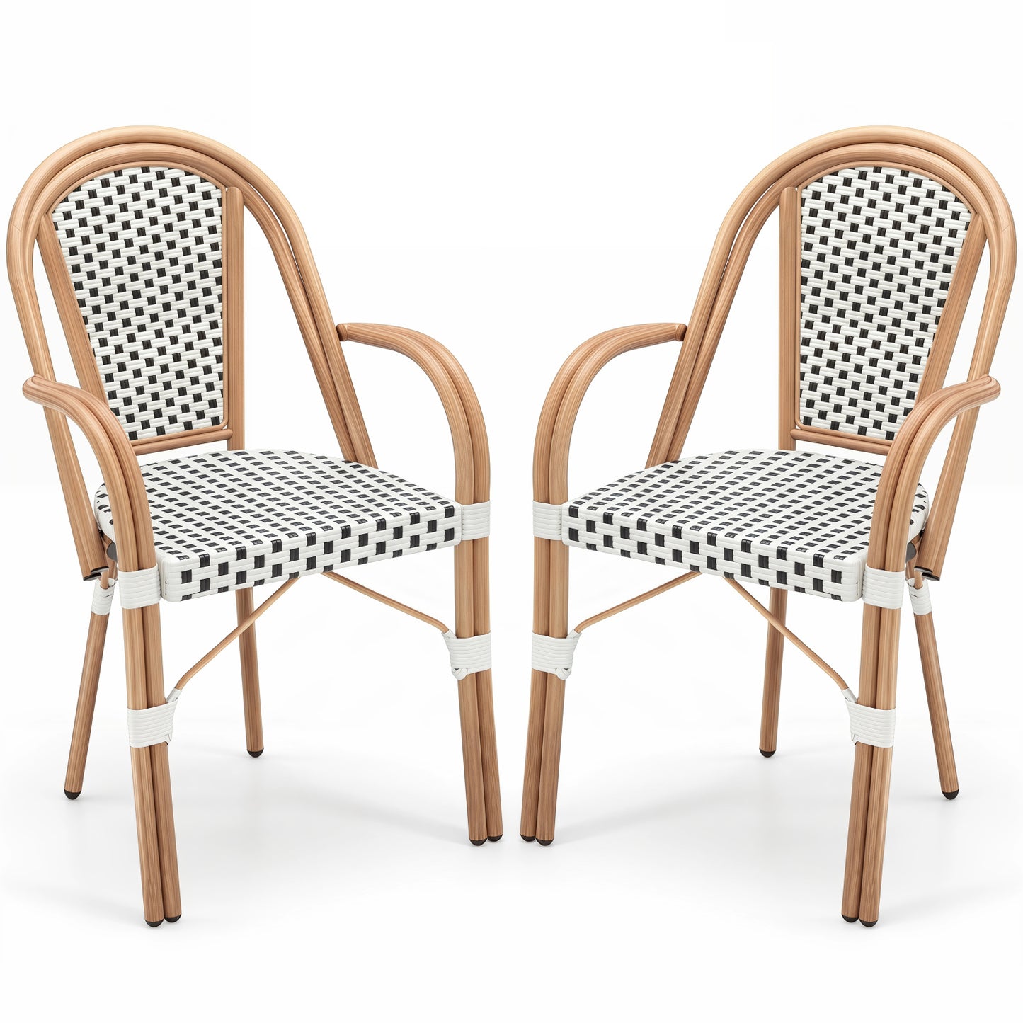 PE Wicker Bistro Dining Chairs Set of 2 - French Style