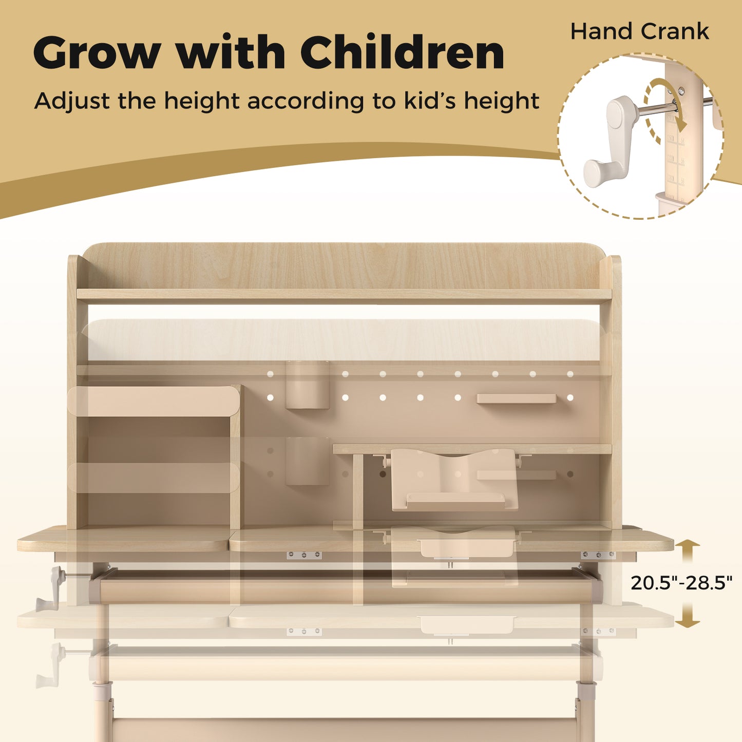 Height Adjustable Kids Study Desk with Tilting Desktop