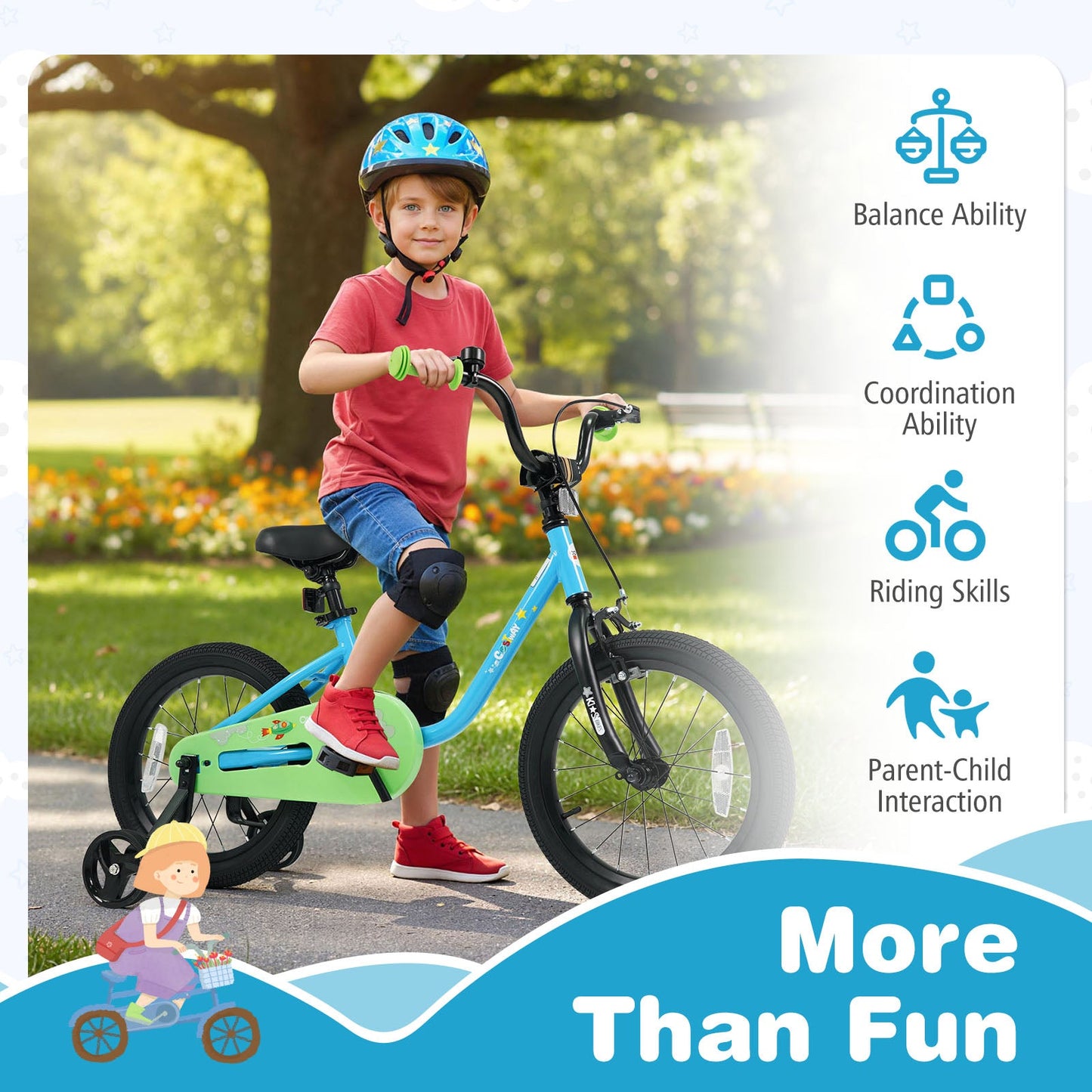 Kids Bike for 3-7 Years Old Boys and Girls 12/14/16-Inch Children Bicycle Blue