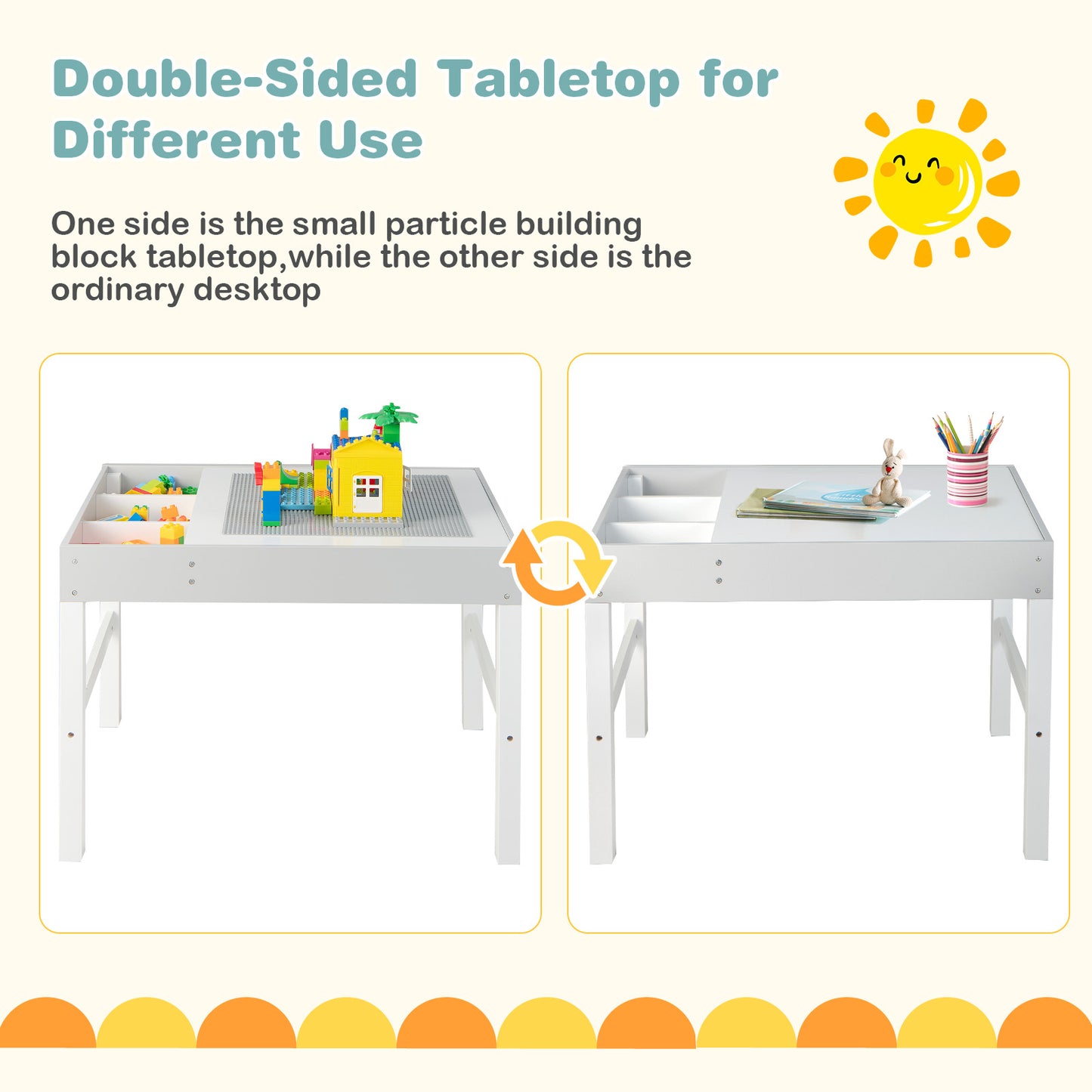 Kids Activity Table with Storage and Reversible Tabletop