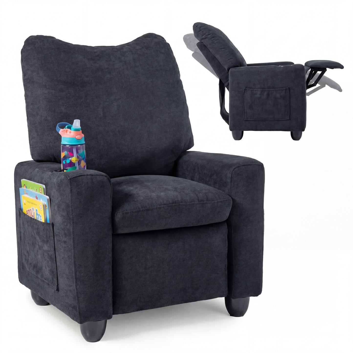 Kids Recliner Chair with Adjustable Footrest and Cup Holder