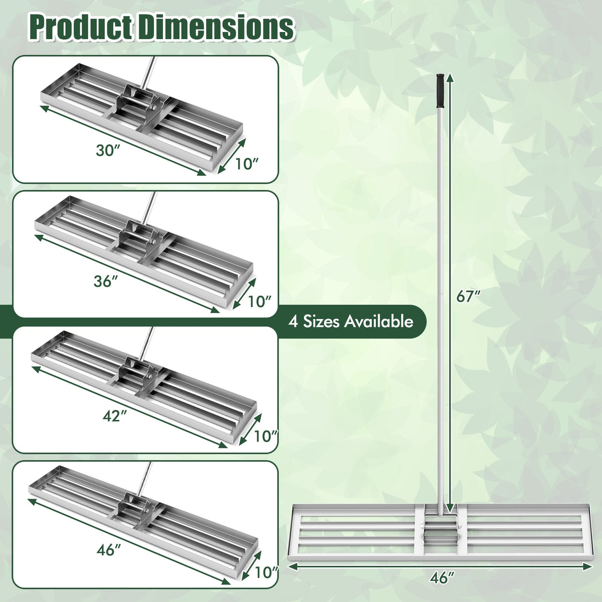 Lawn Leveling Rake 46 x 10 Inch Heavy Duty Lawn Level Tool for Soil
