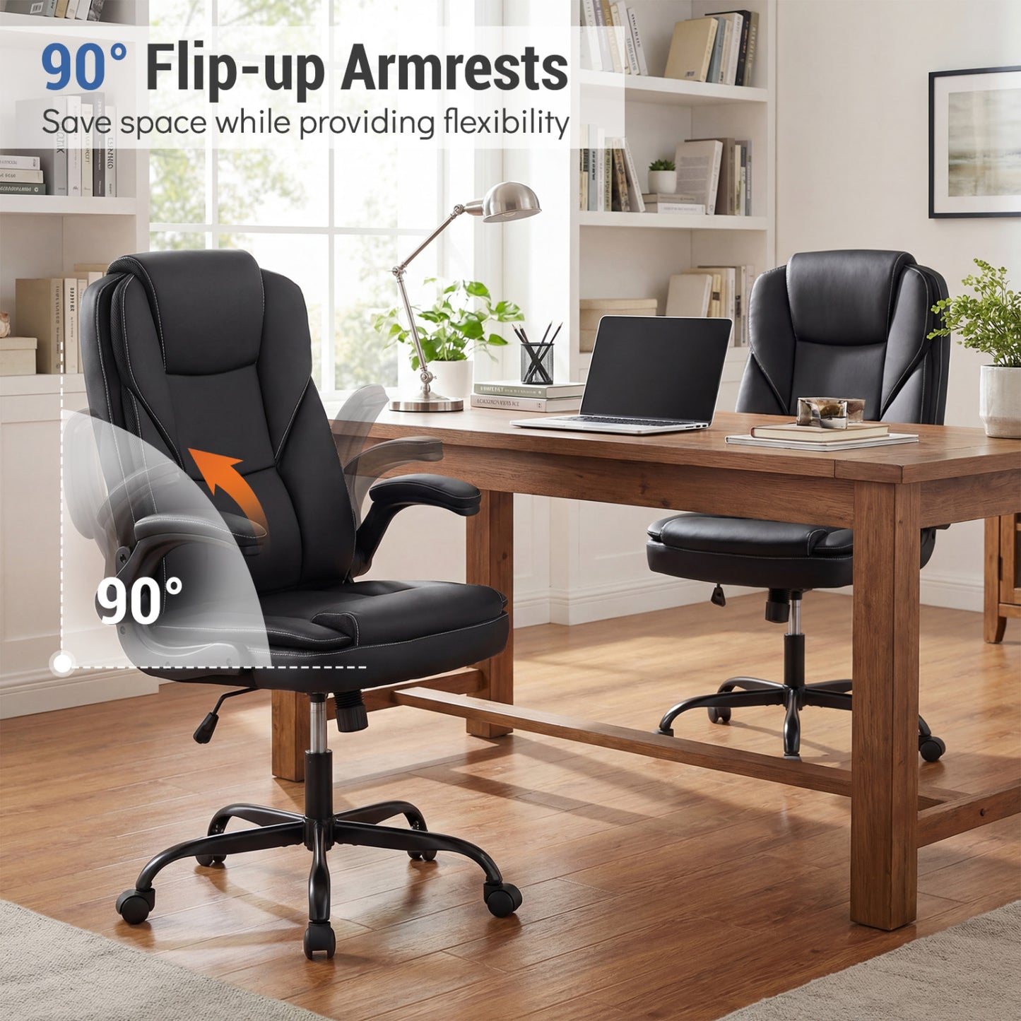 Ergonomic Office Chair with Flip-Up Armrests & Rocking