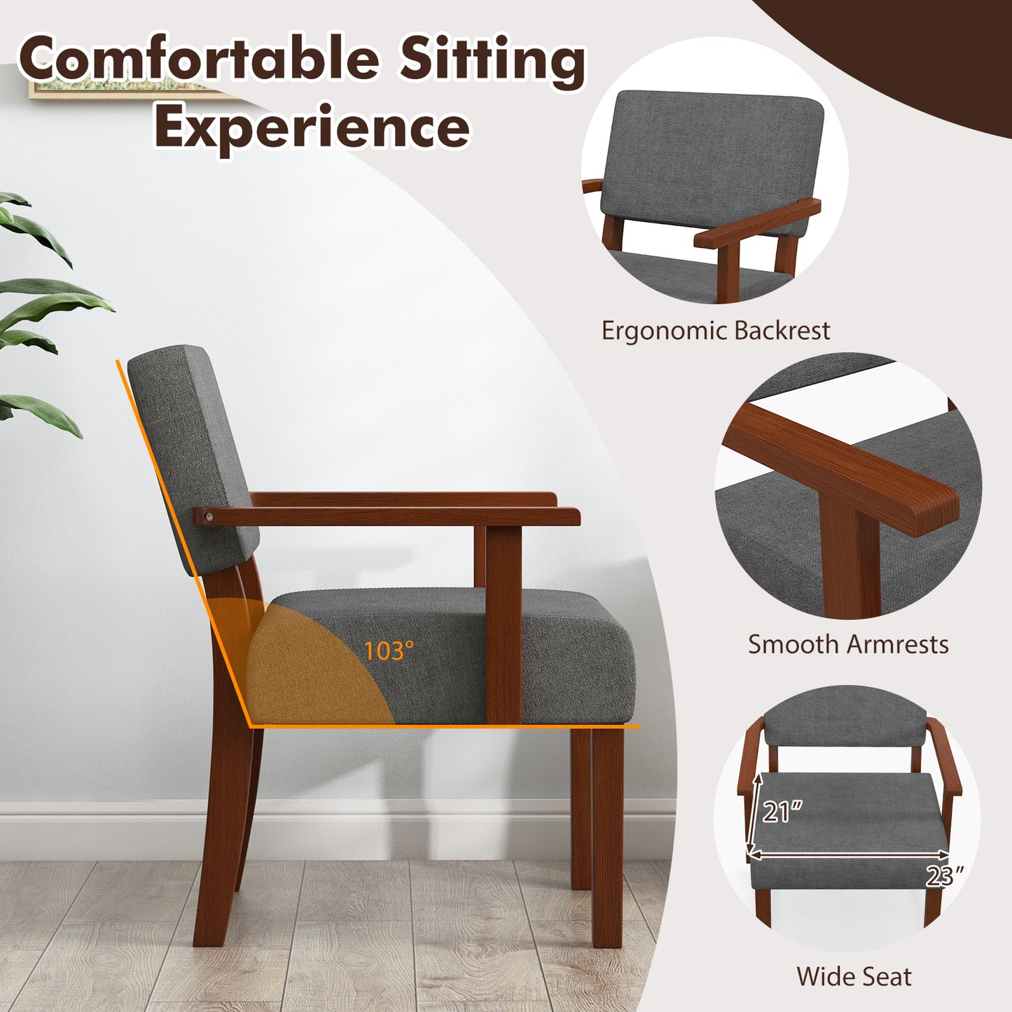 Linen Accent Chair with Padded Seat and Backrest