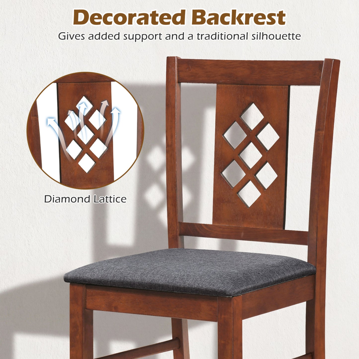 Upholstered Dining Chairs Set of 2 with Wood Frame