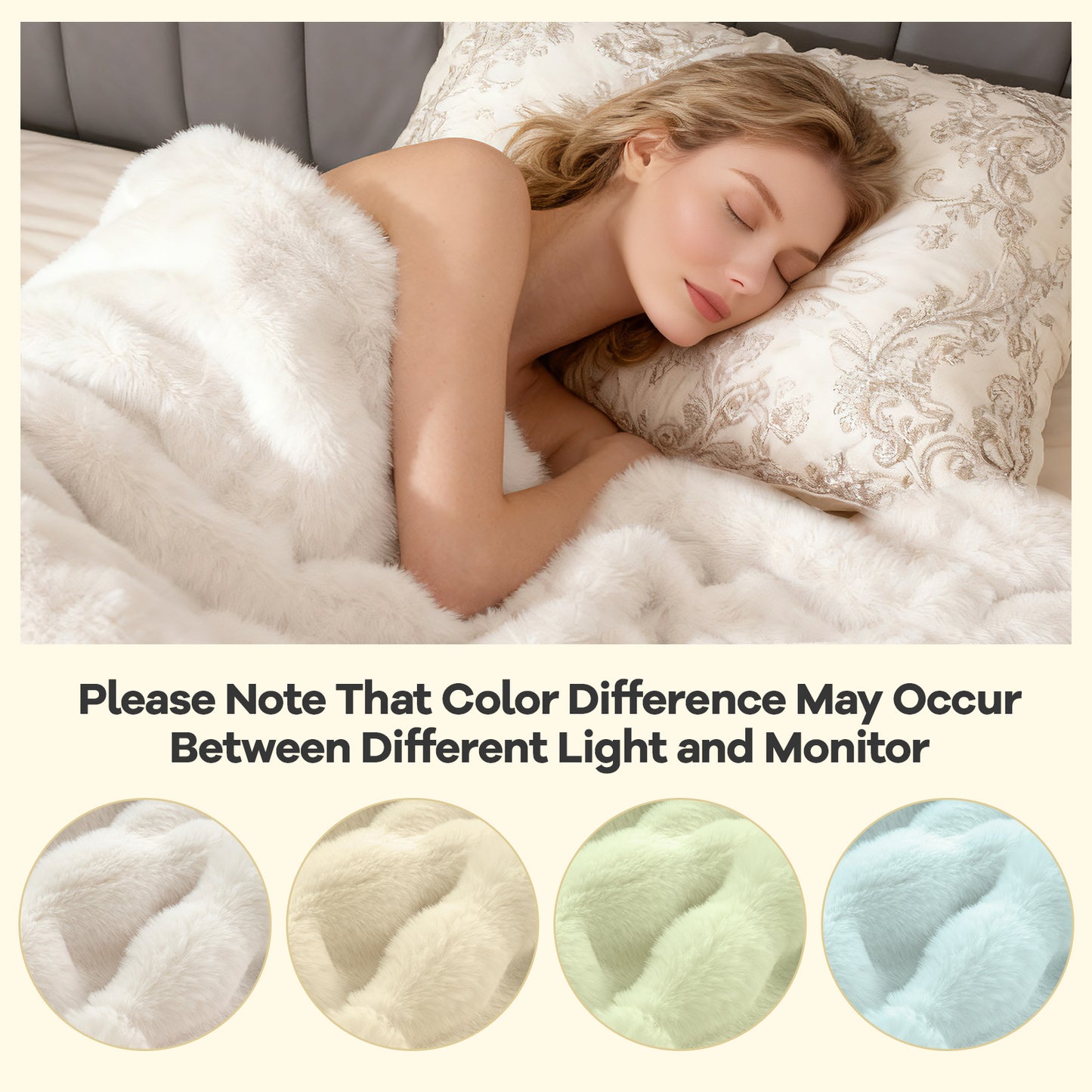 Faux Rabbit Fur Throw Blanket 60x80 Double-Sided Plush