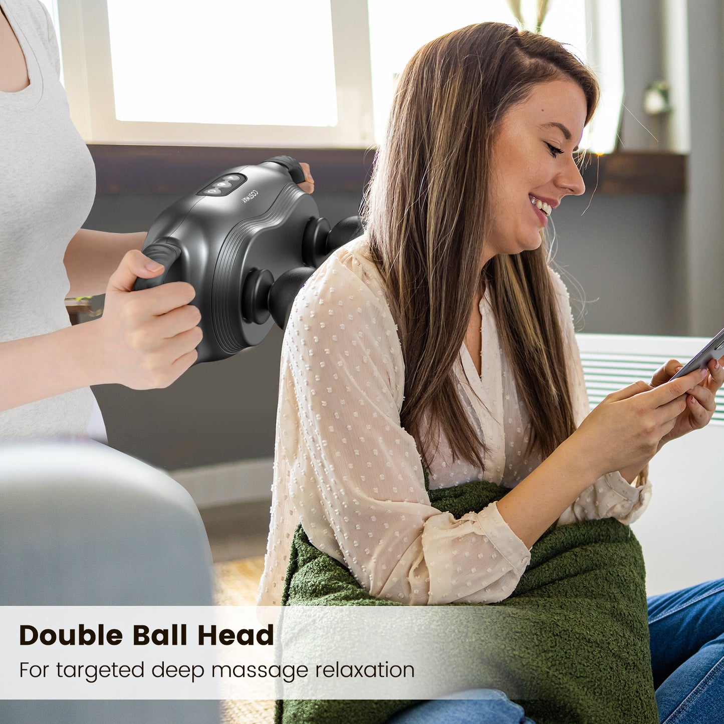 Massage Gun Deep Tissue with 3 Switchable Massage Heads and 3 Modes-Black