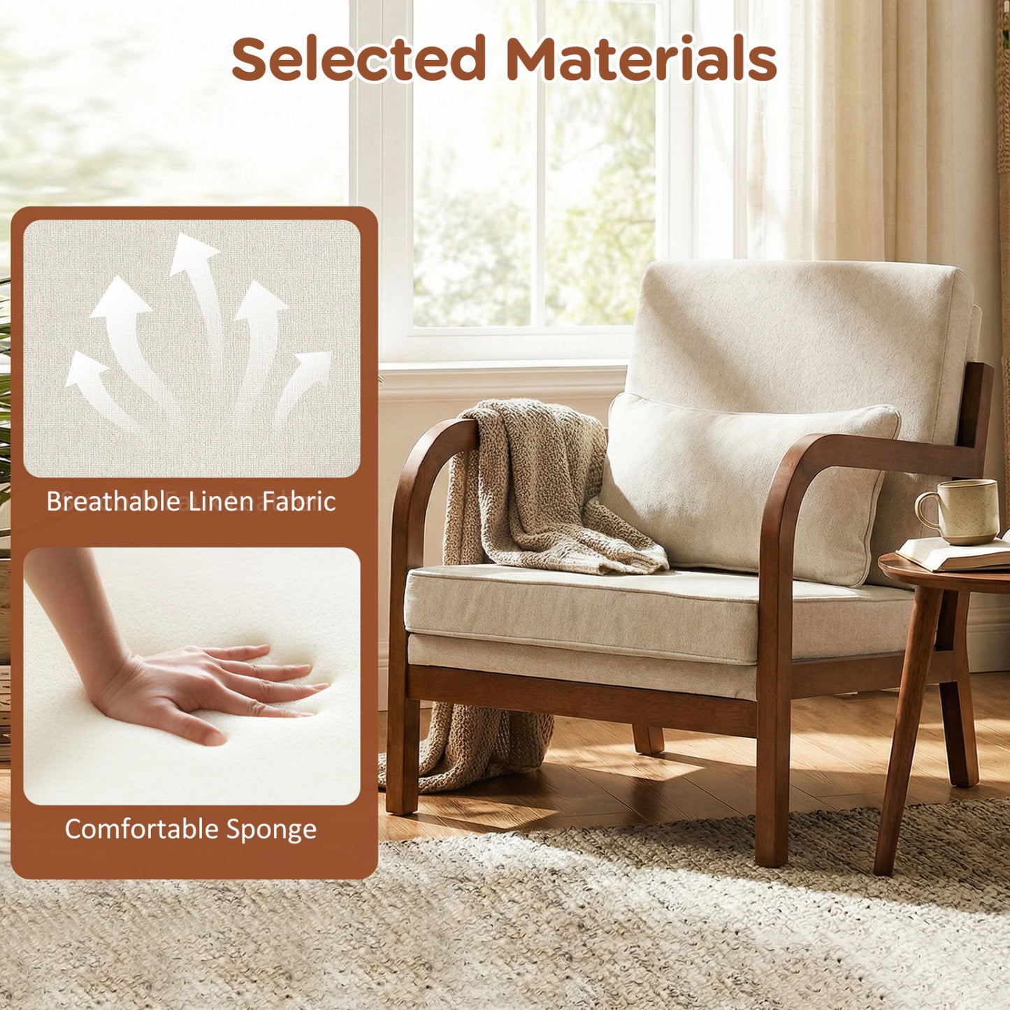 Upholstered Accent Chair with Removable Cushions