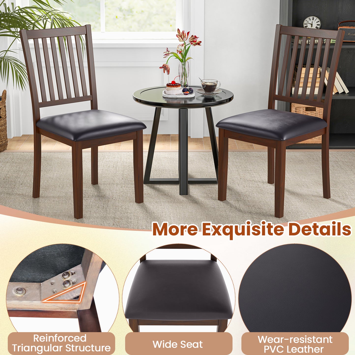 Upholstered Dining Chairs Set of 2 with High Backrest