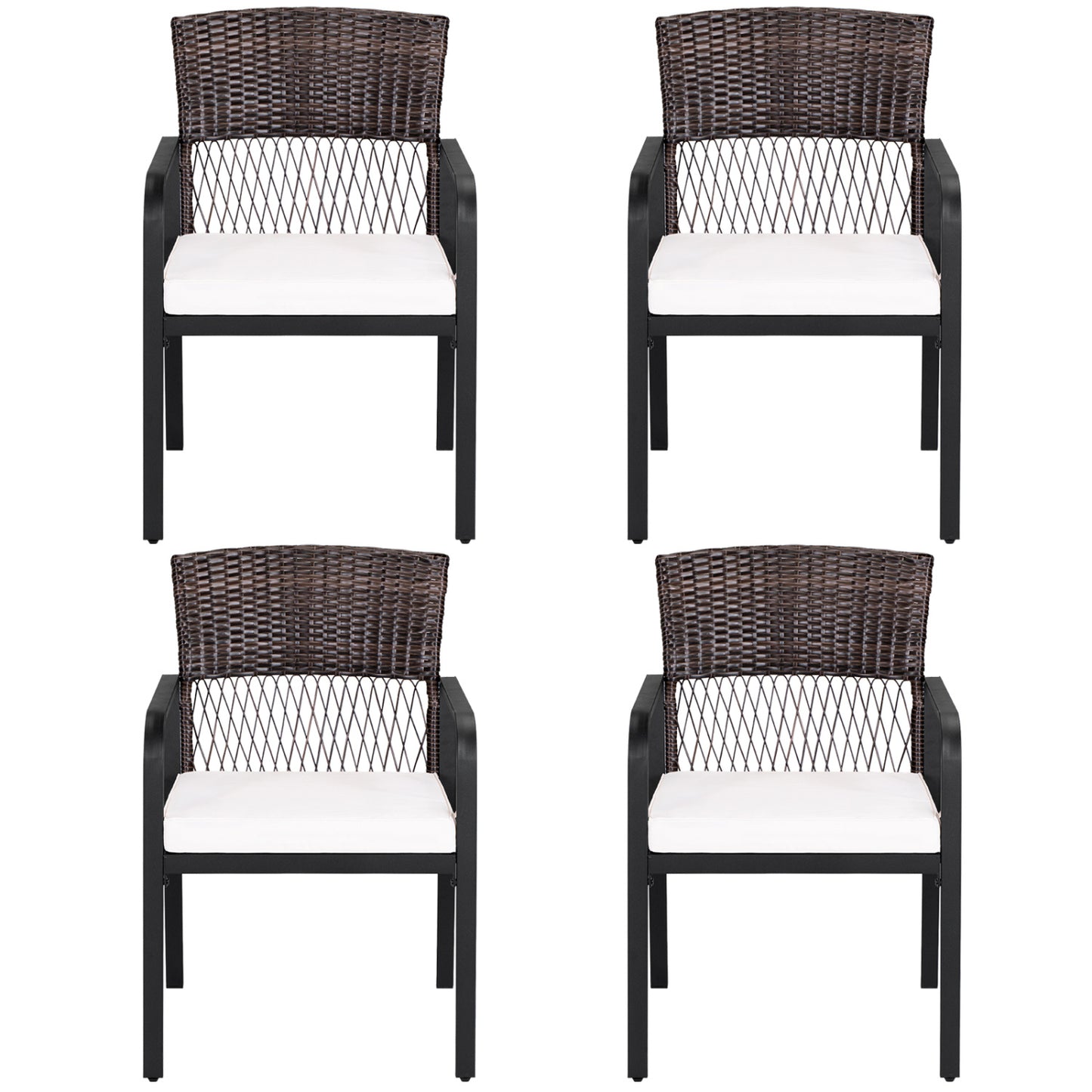 Patio Dining Chairs Set of 4 with Padded Cushions