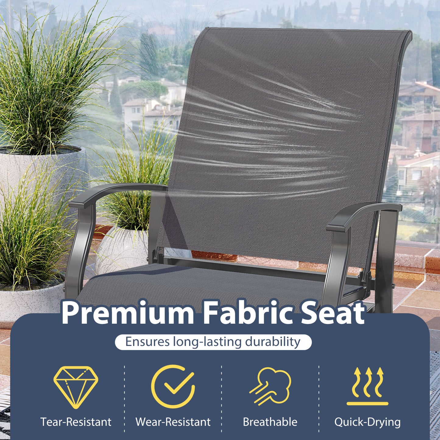 Outdoor Glider Chairs Set of 2 with Ergonomic Backrest