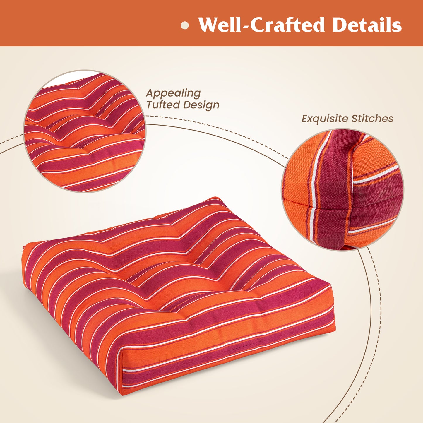 21x21 Inch Patio Chair Seat Cushion Pads - Indoor & Outdoor
