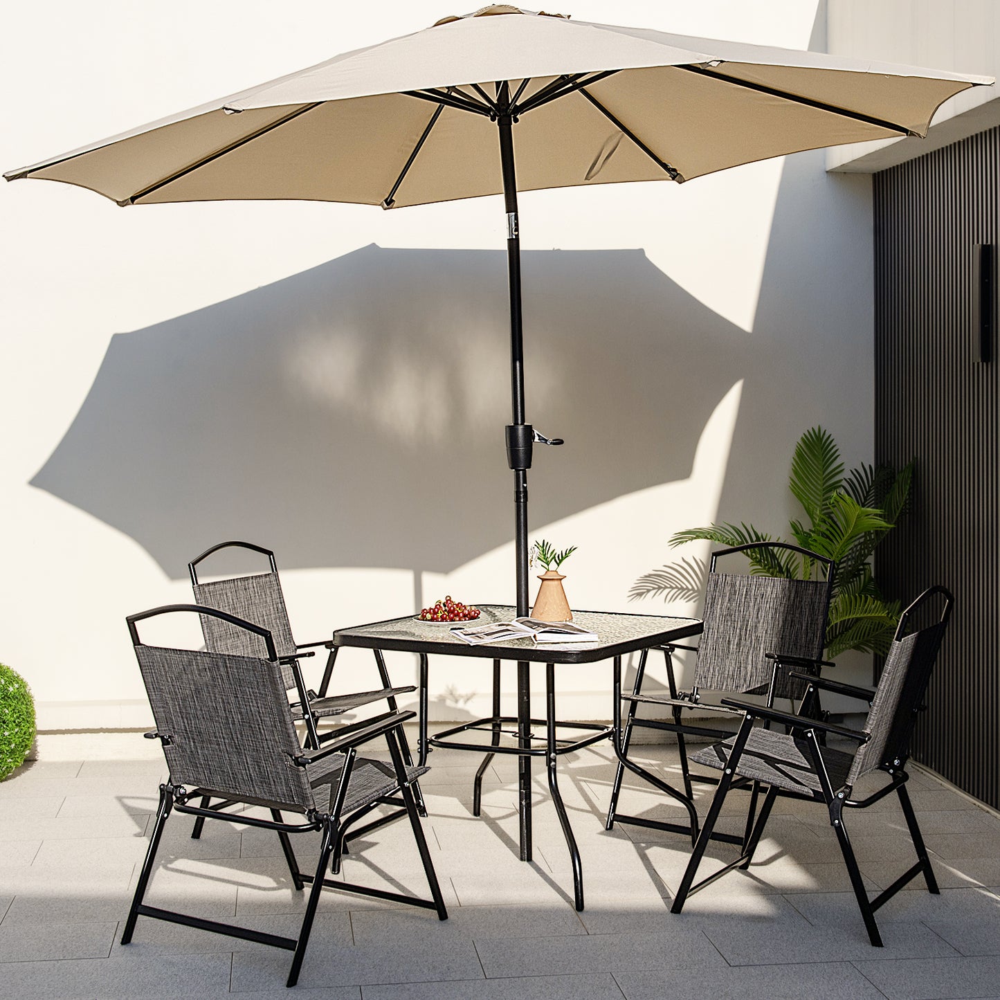 Folding Patio Dining Chairs Set of 4 - Gray Metal Frame