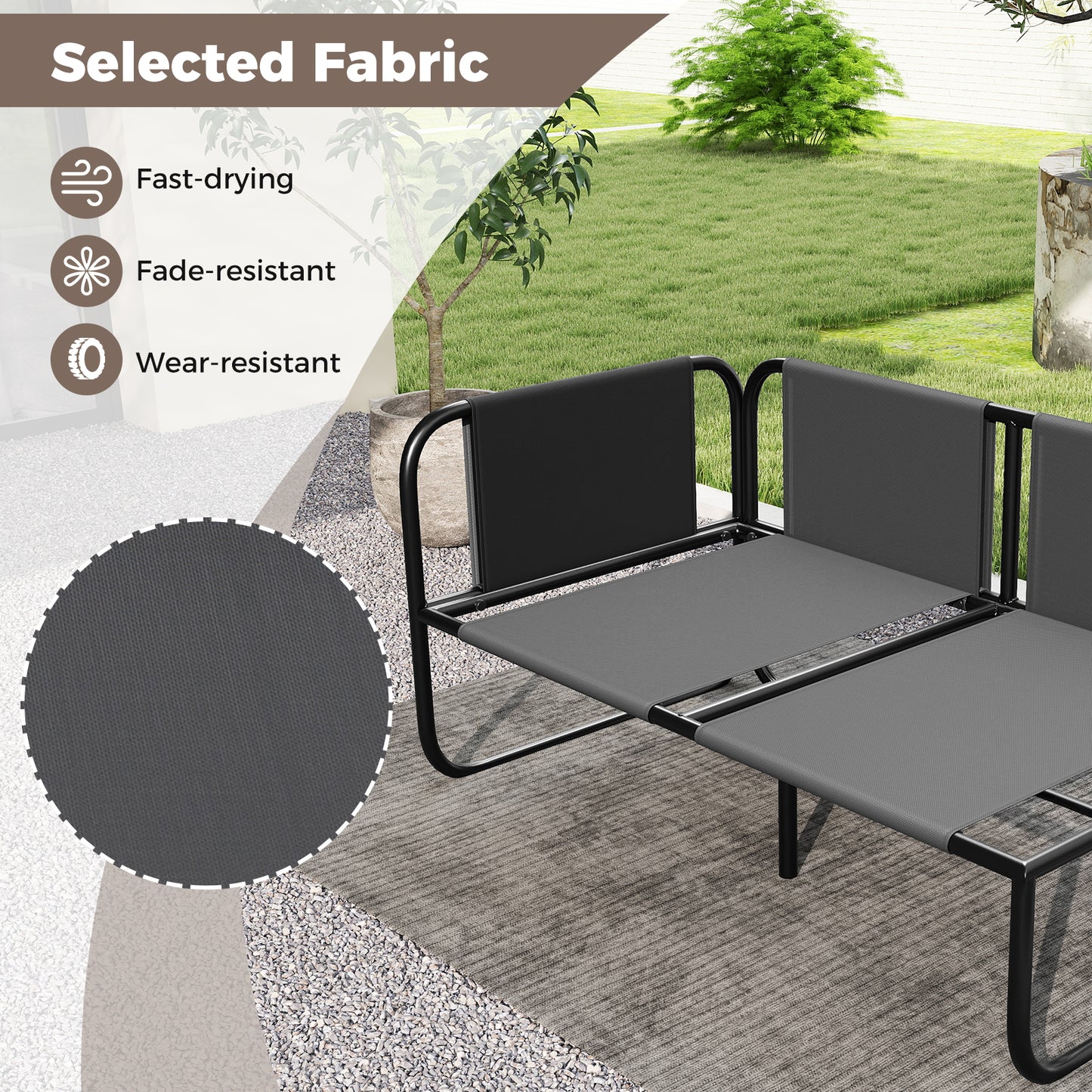 Outdoor Loveseat Sofa with Removable Cushions - Gray