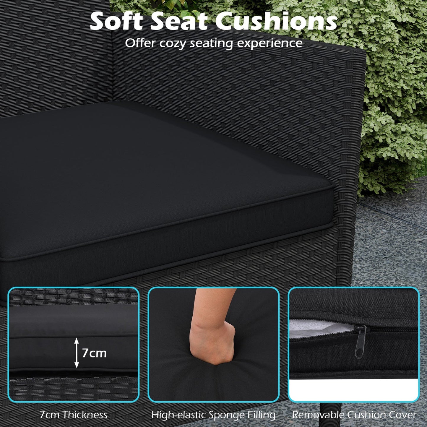 Patio Loveseat with Built-in Table and Storage