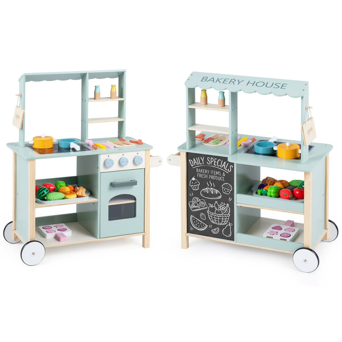 Wooden Kitchen Playset with Cookware Accessories
