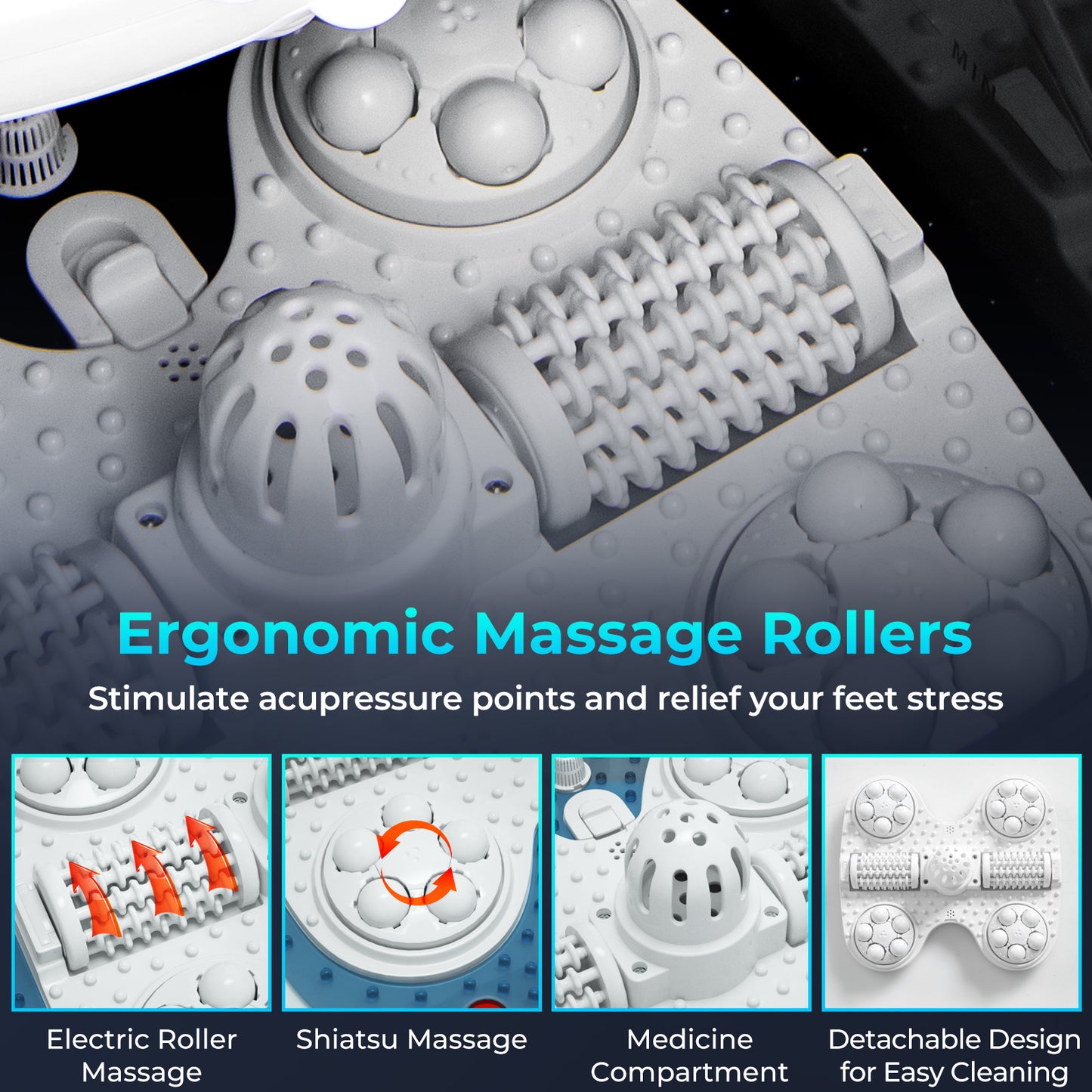 Portable All-In-One Heated Foot Spa Bath Motorized Massager-Black