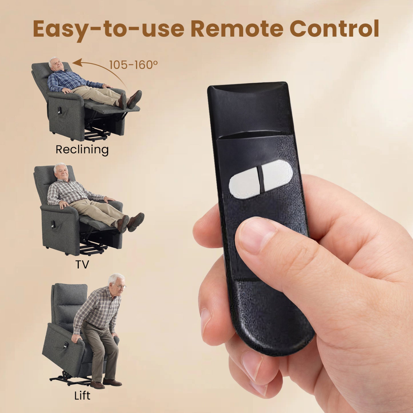 Power Lift Recliner Chair with Remote Control for Elderly