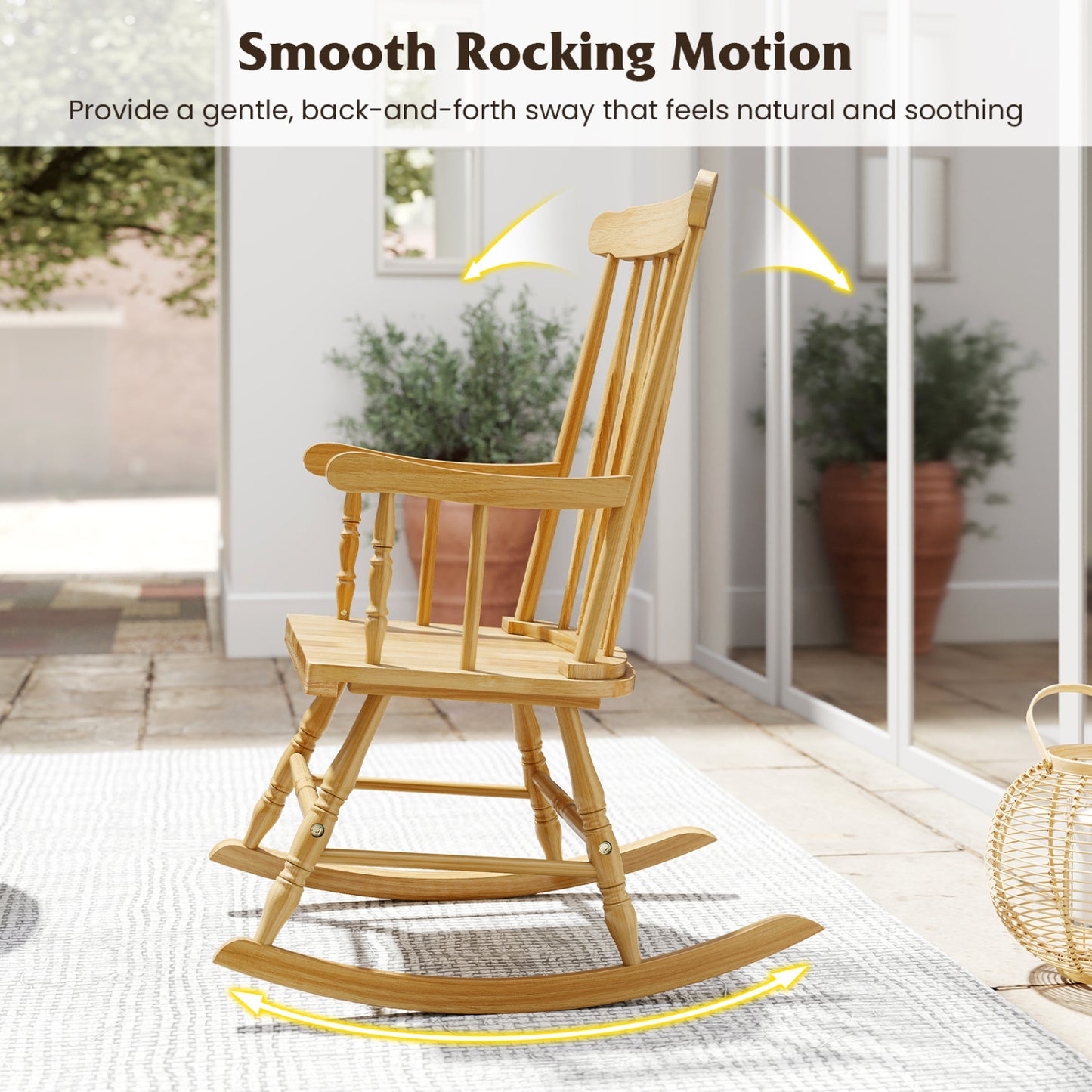 Solid Wood Rocking Chair for Patio and Garden
