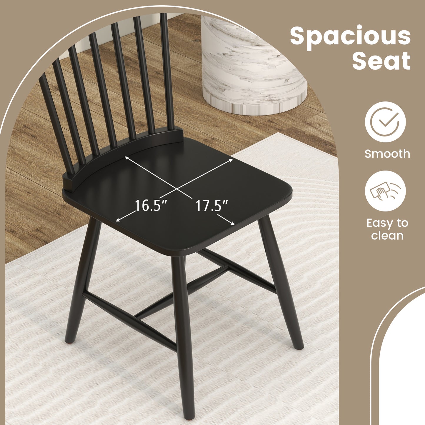 Windsor Dining Chairs Set of 2 with High Spindle Back
