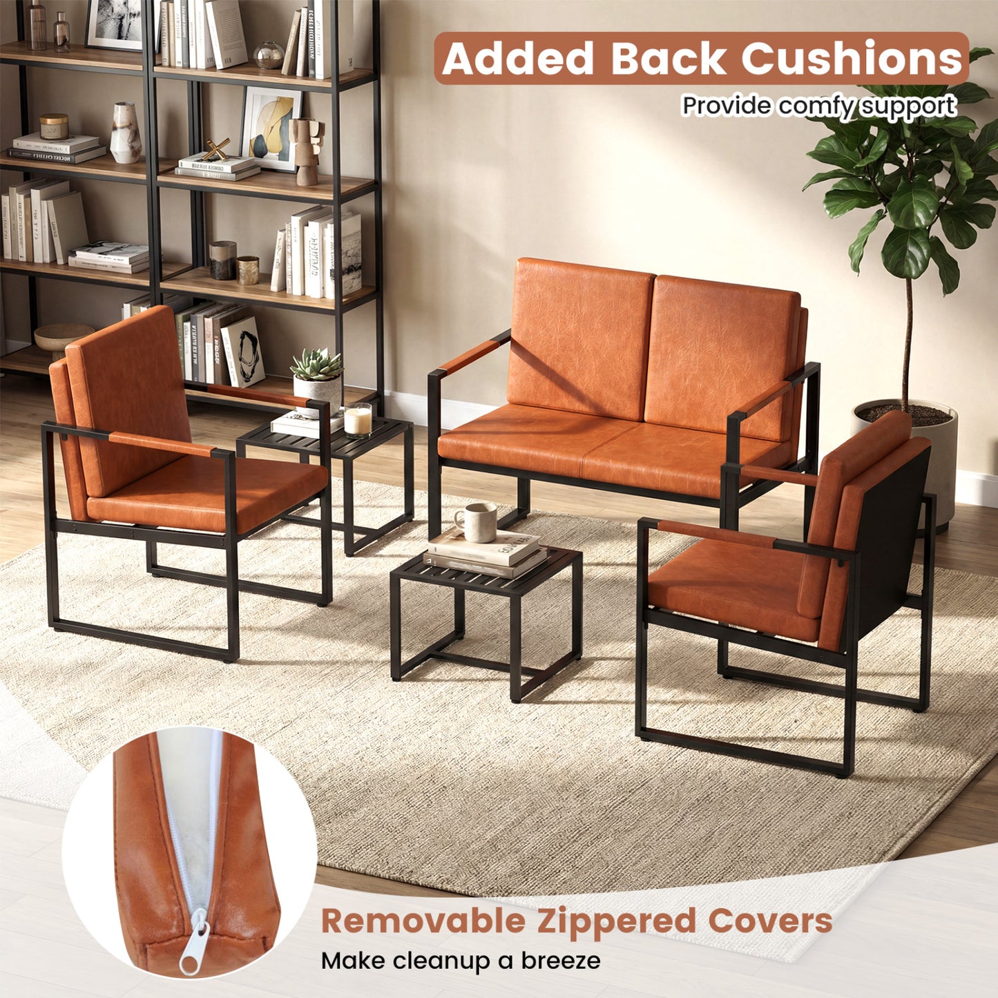 Mid Century Modern Accent Chairs Set of 2 with Cushions