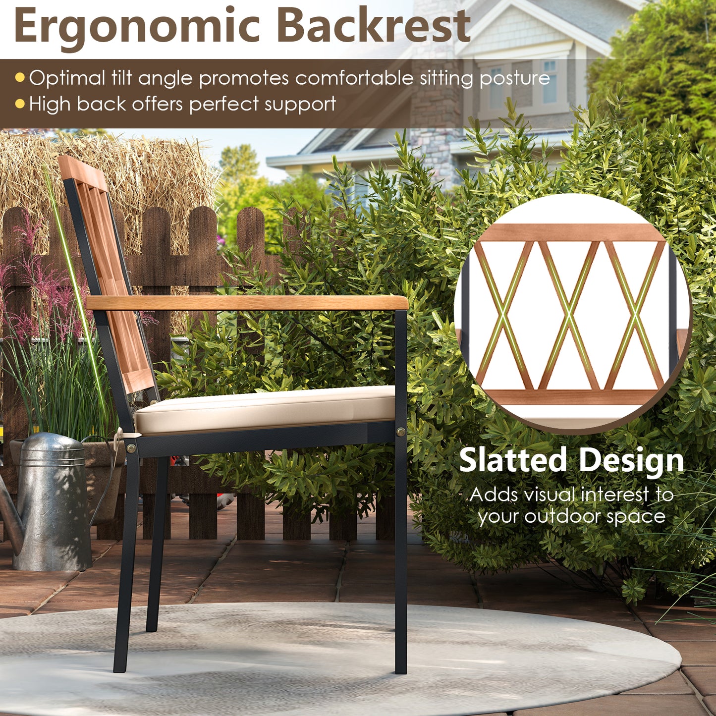 Patio Dining Chairs Set of 2 with Removable Cushions