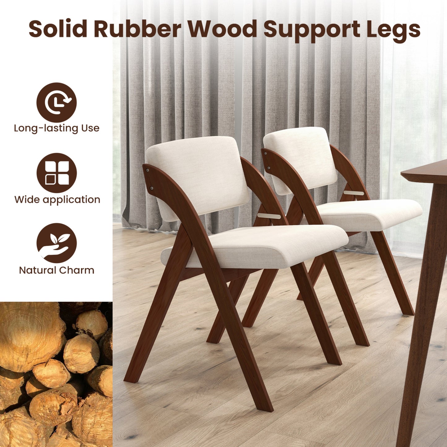Folding Dining Chairs Set of 4 with Padded Seats