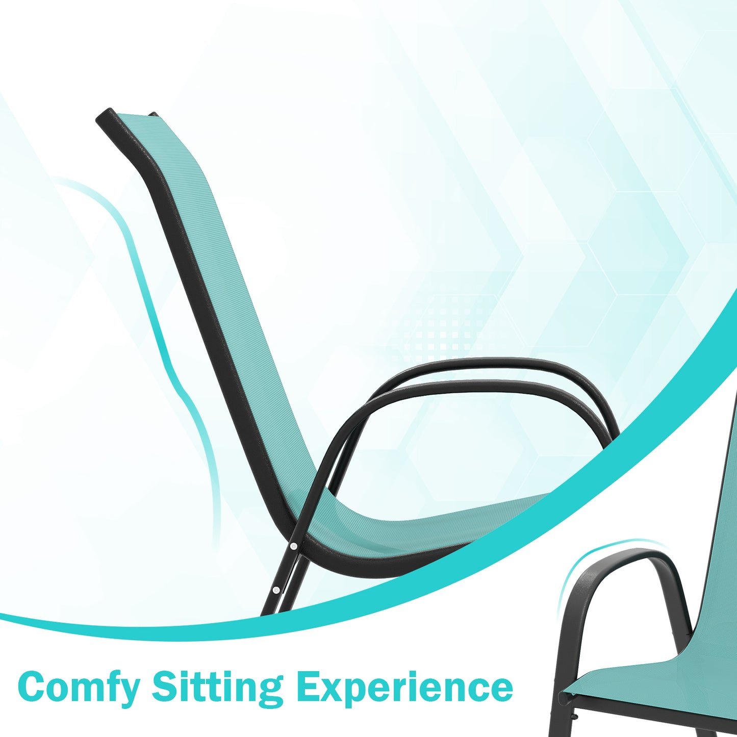 Stackable Patio Dining Chairs Set of 4 with Armrests