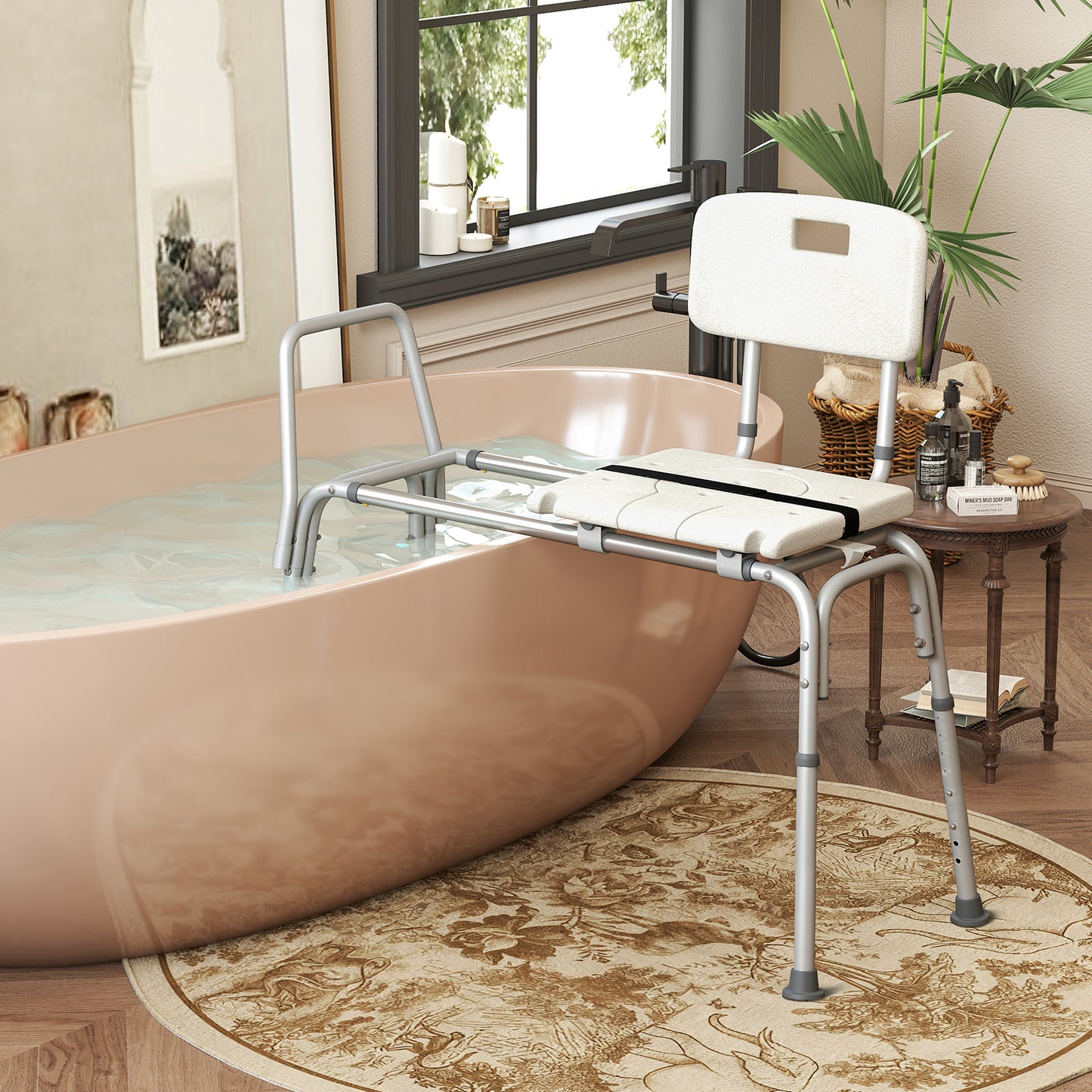 Sliding Tub Transfer Bench with Extra-Wide Seat for Elderly and Disabled