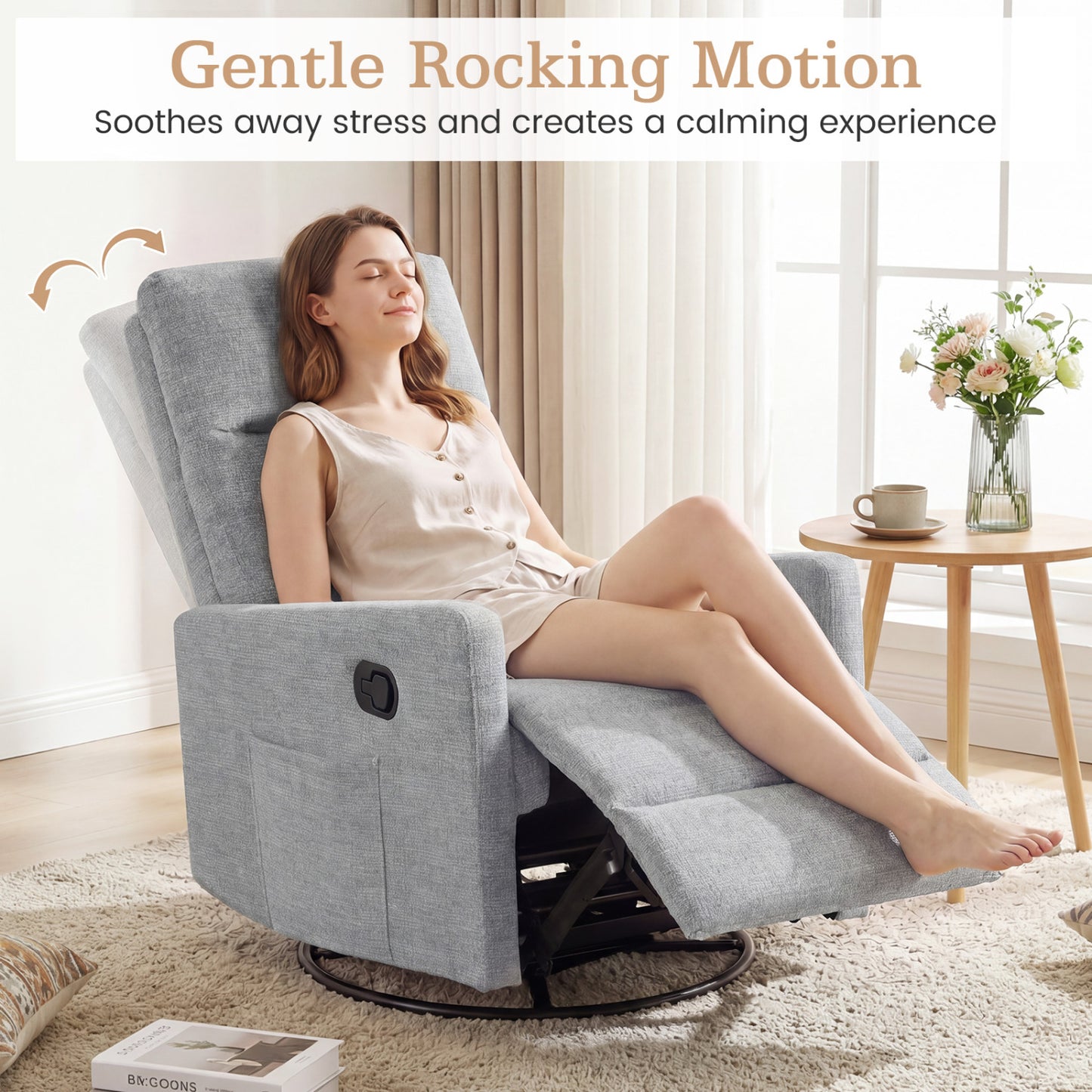 360° Swivel Rocking Recliner Chair with Footrest
