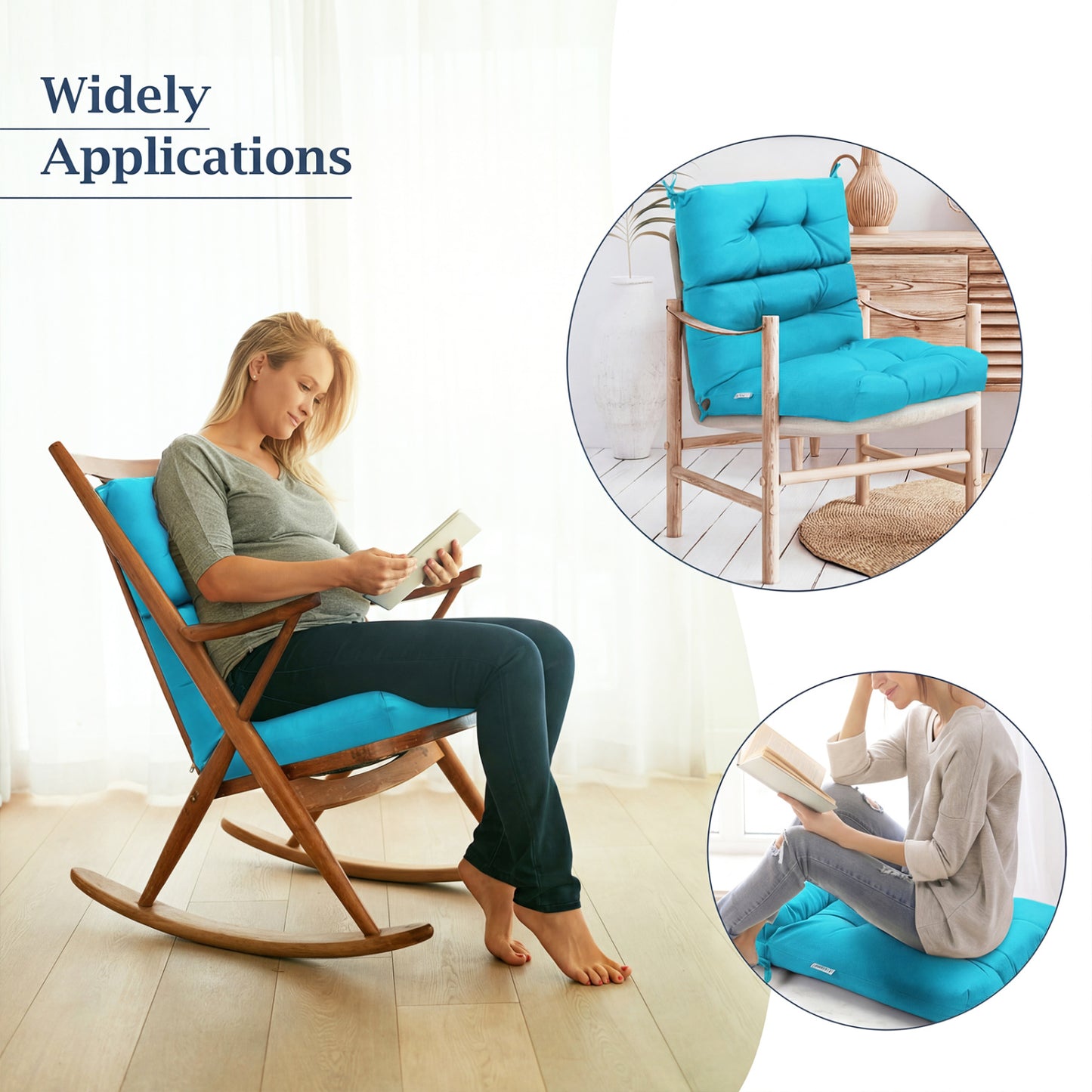 Tufted Outdoor Chair Cushion 44x22 Inch High Back Pad