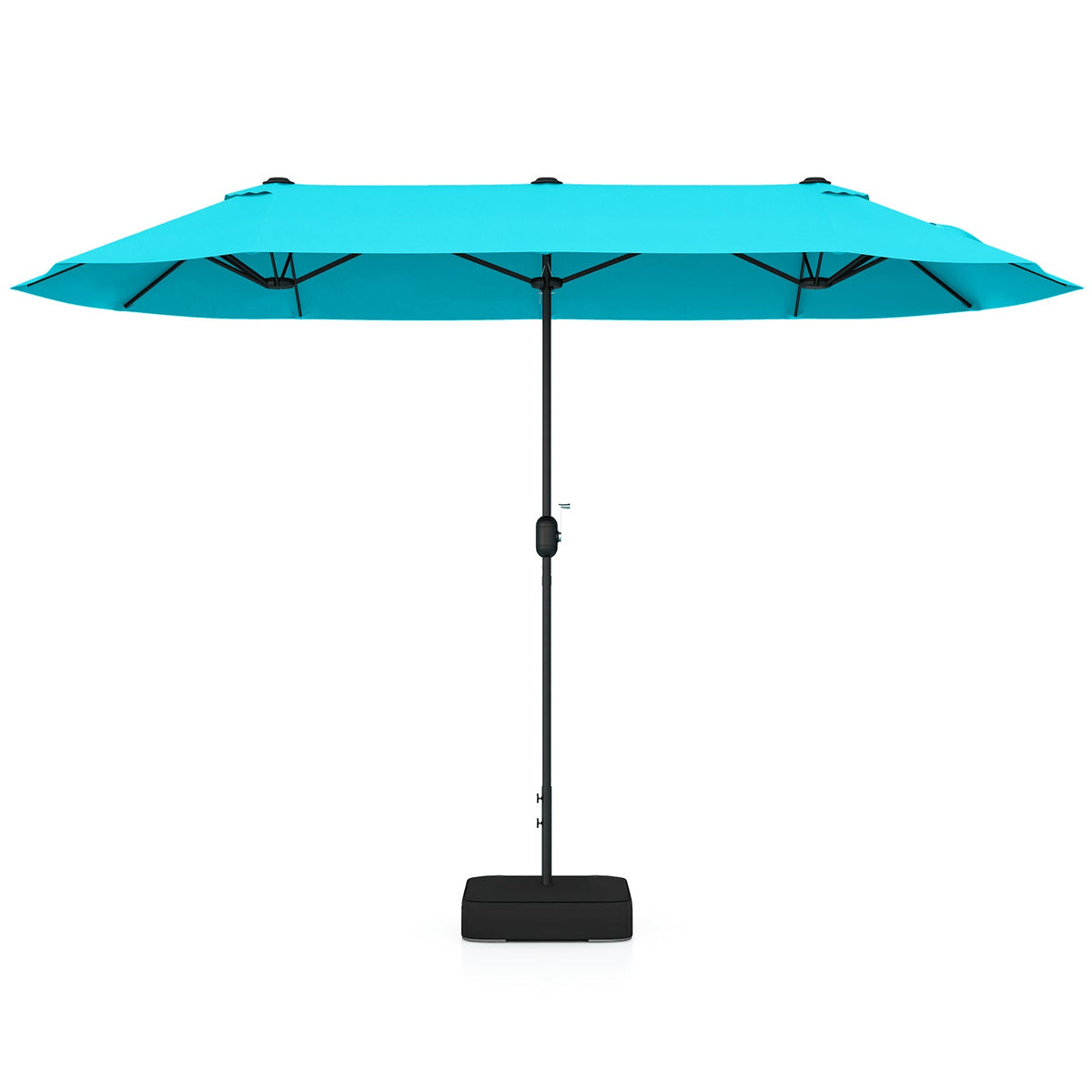 13FT Double-sided Patio Twin Table Umbrella with Crank Handle-Tan