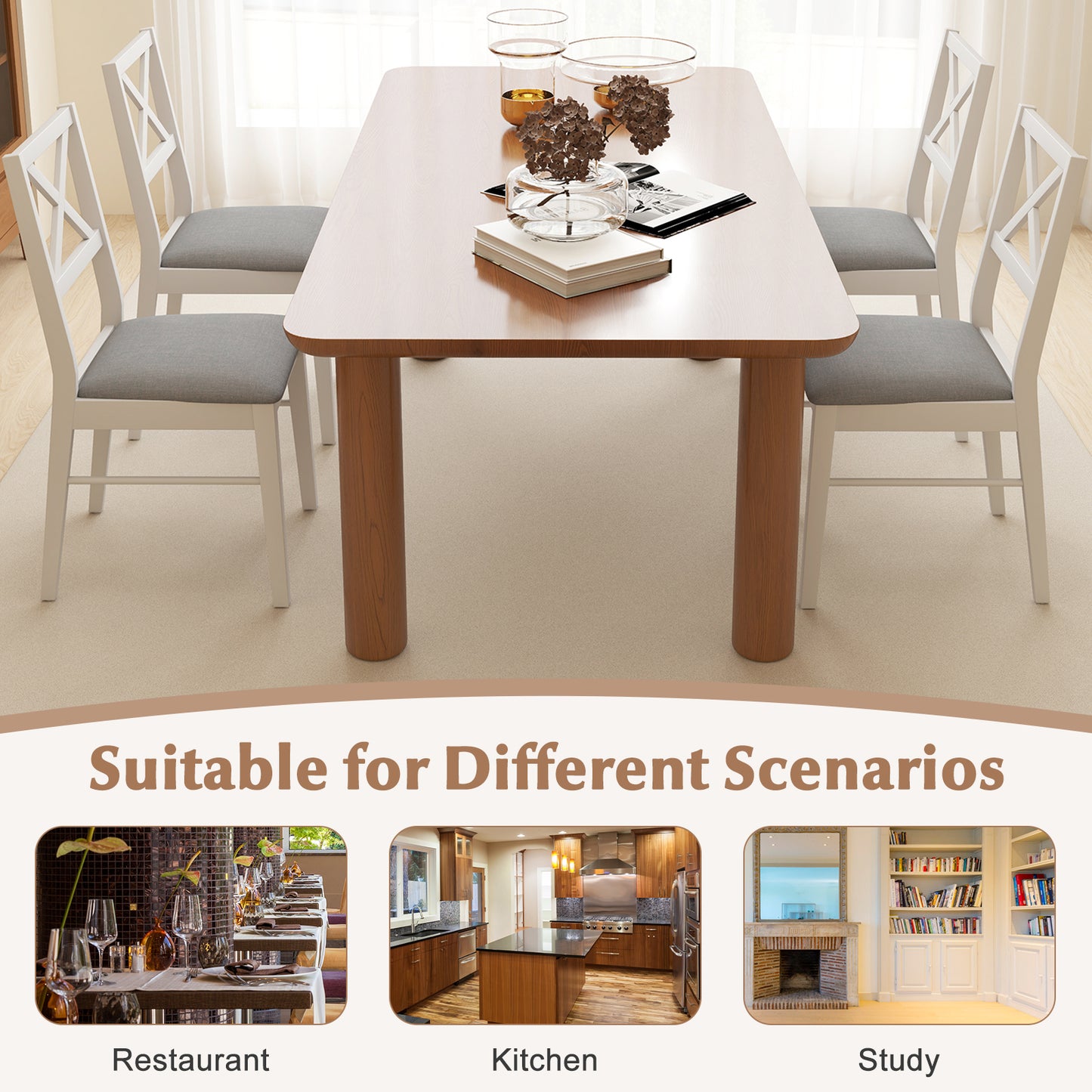 Upholstered Dining Chairs Set of 2 with Rubber Wood Frame