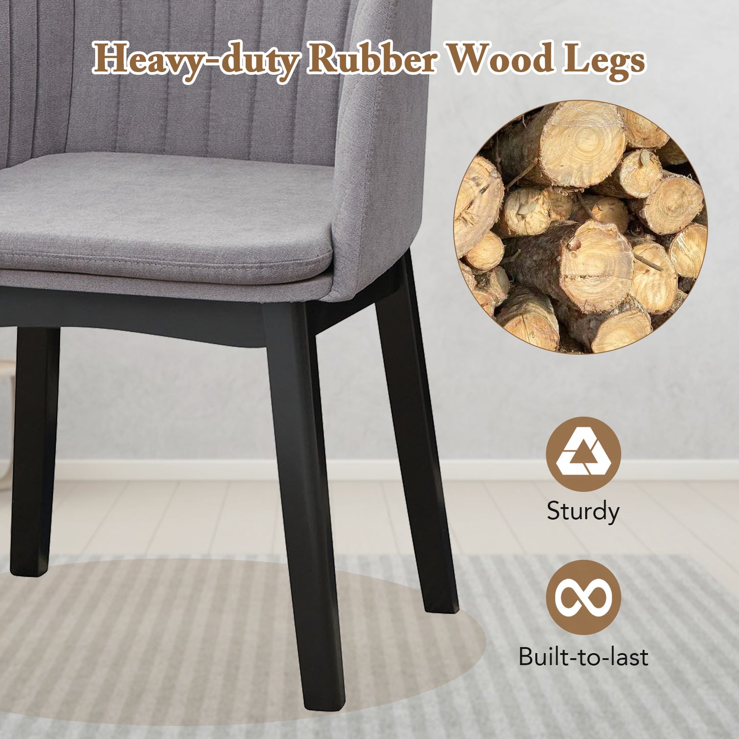 Velvet Dining Chairs Set of 2 with Curved Backrests