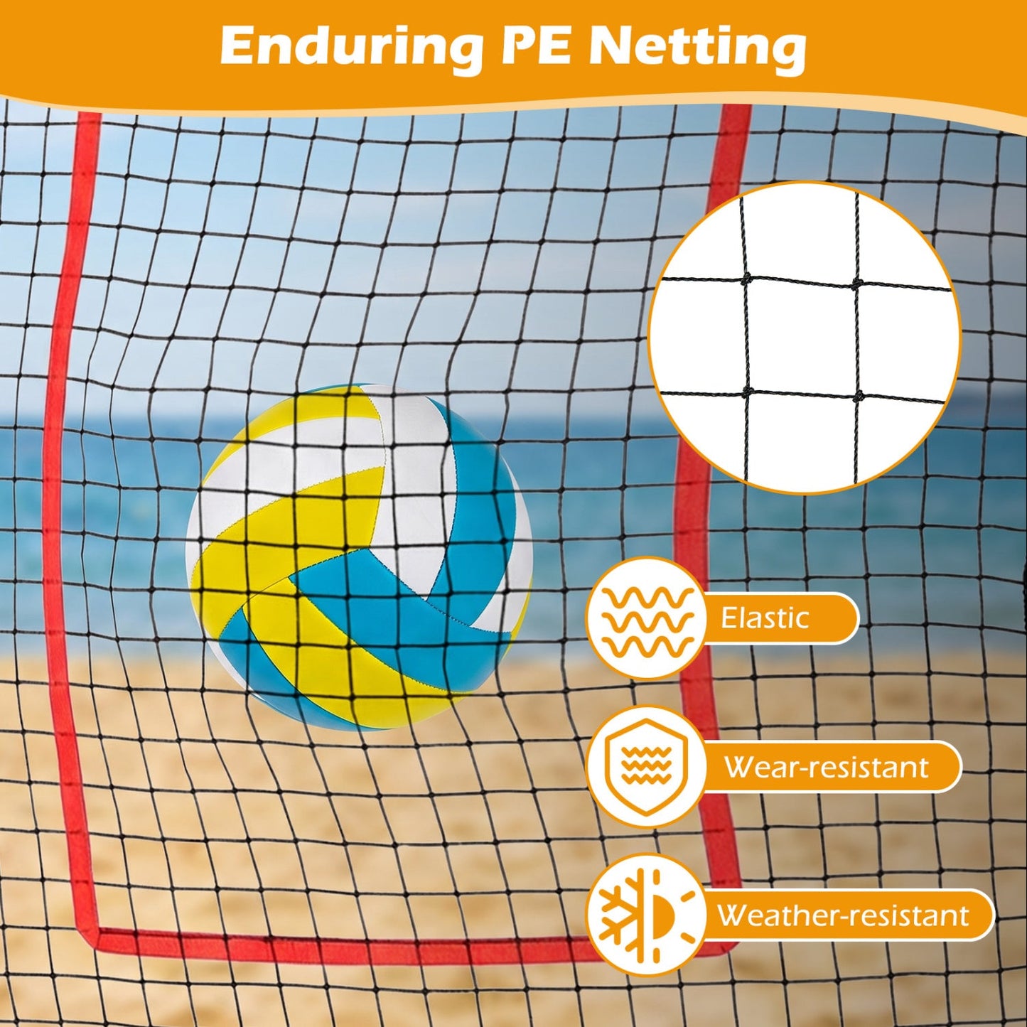 Volleyball Rebounder Net with 4 Adjustable Angles