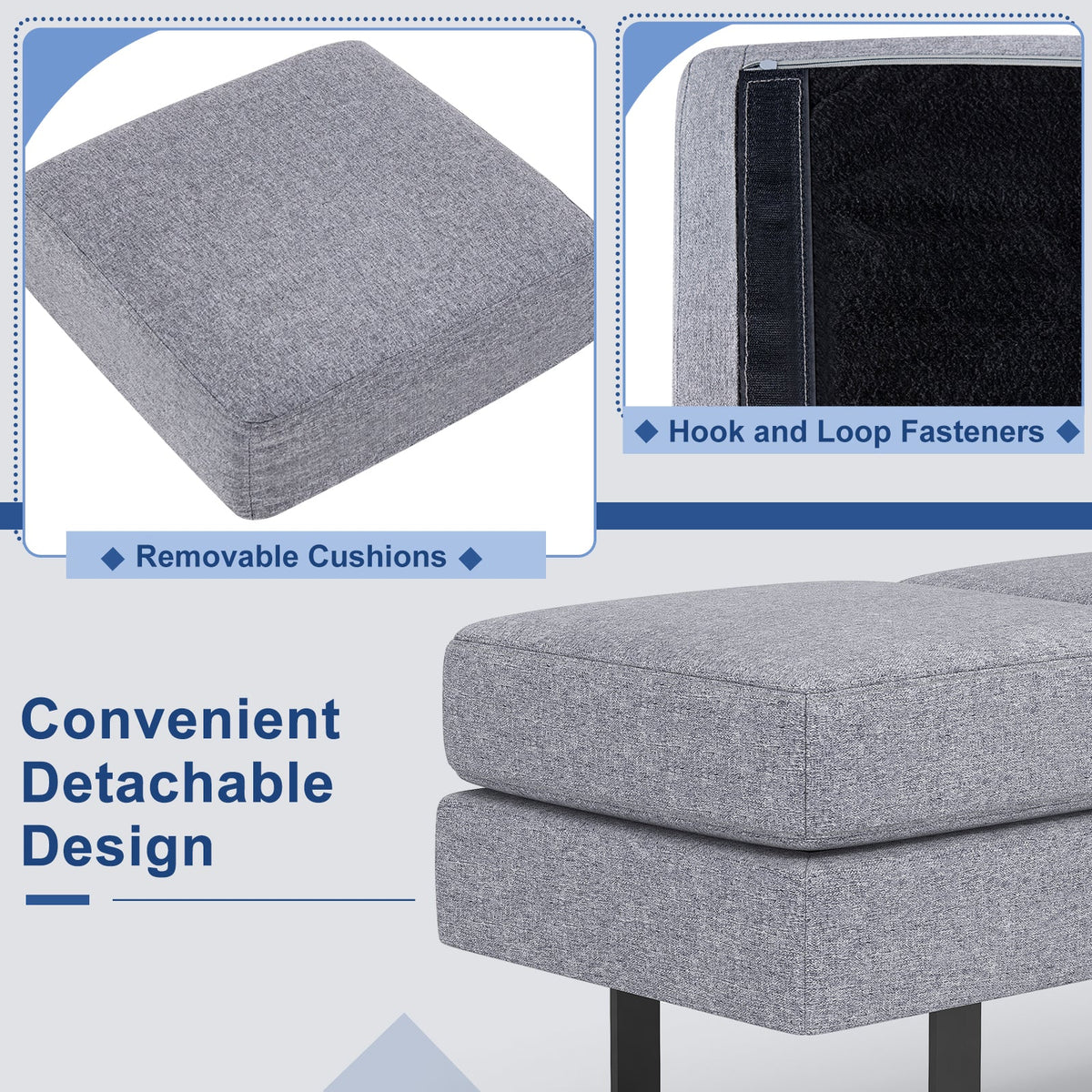 Waiting Room Bench Seating Long Bench with Metal Frame Leg