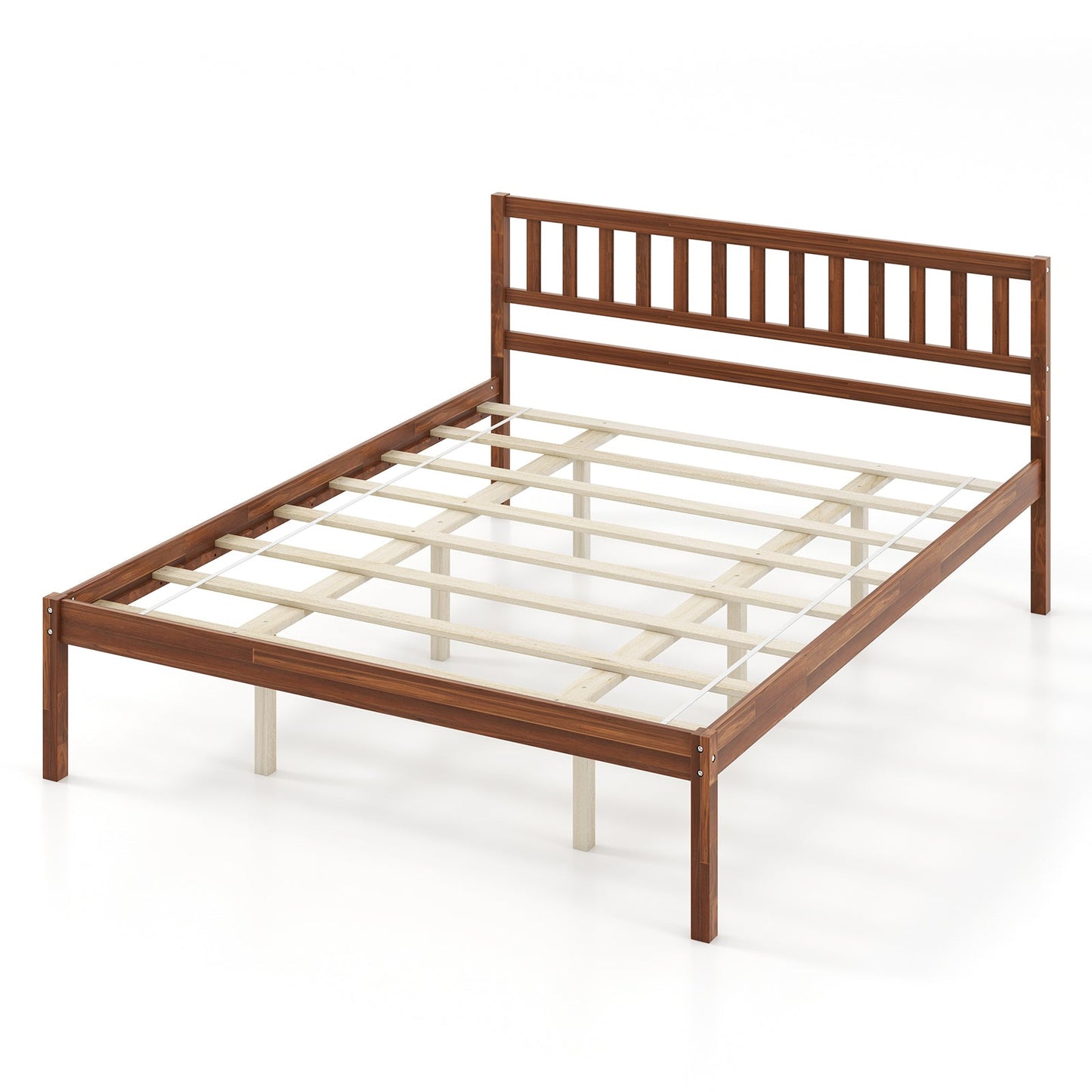 Twin/Full/Queen Size Wood Bed Frame with Headboard and Slat Support