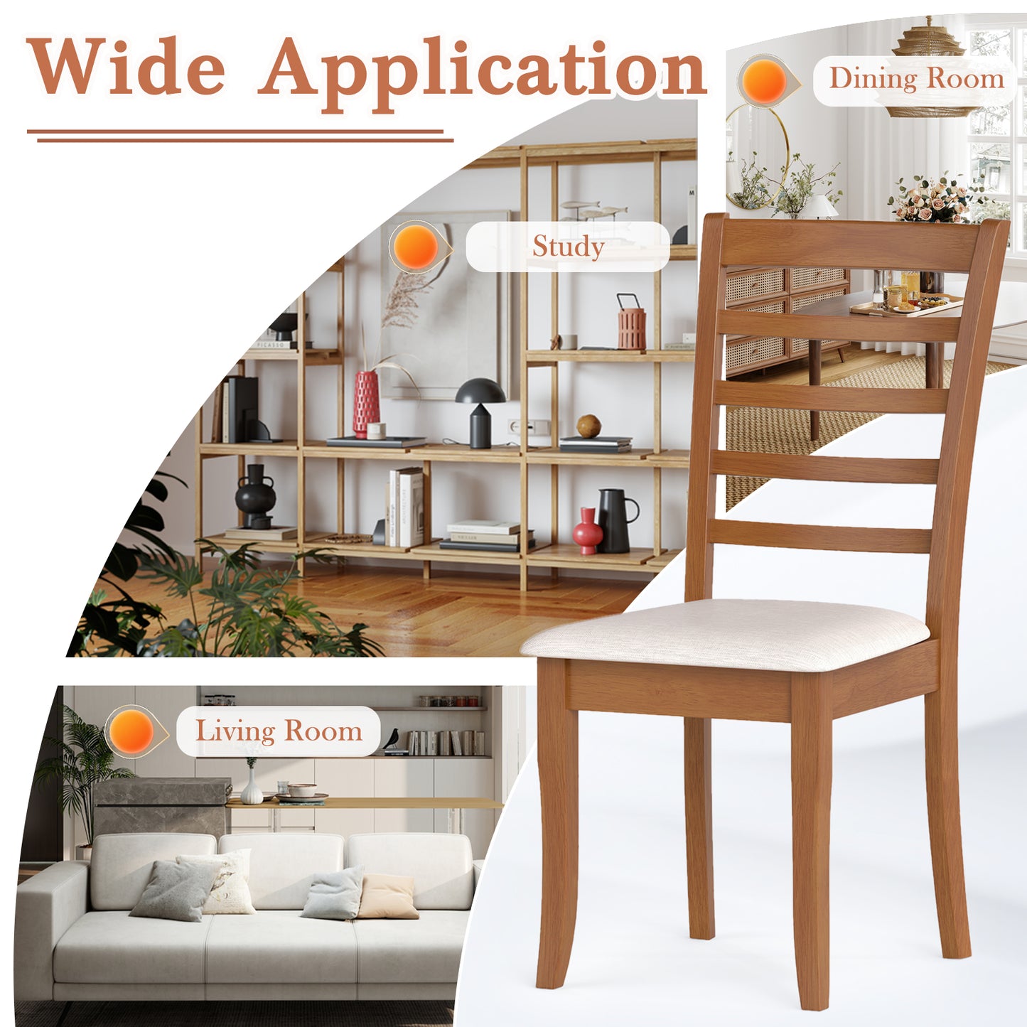 Upholstered Dining Chairs Set of 2 with Slatted Back