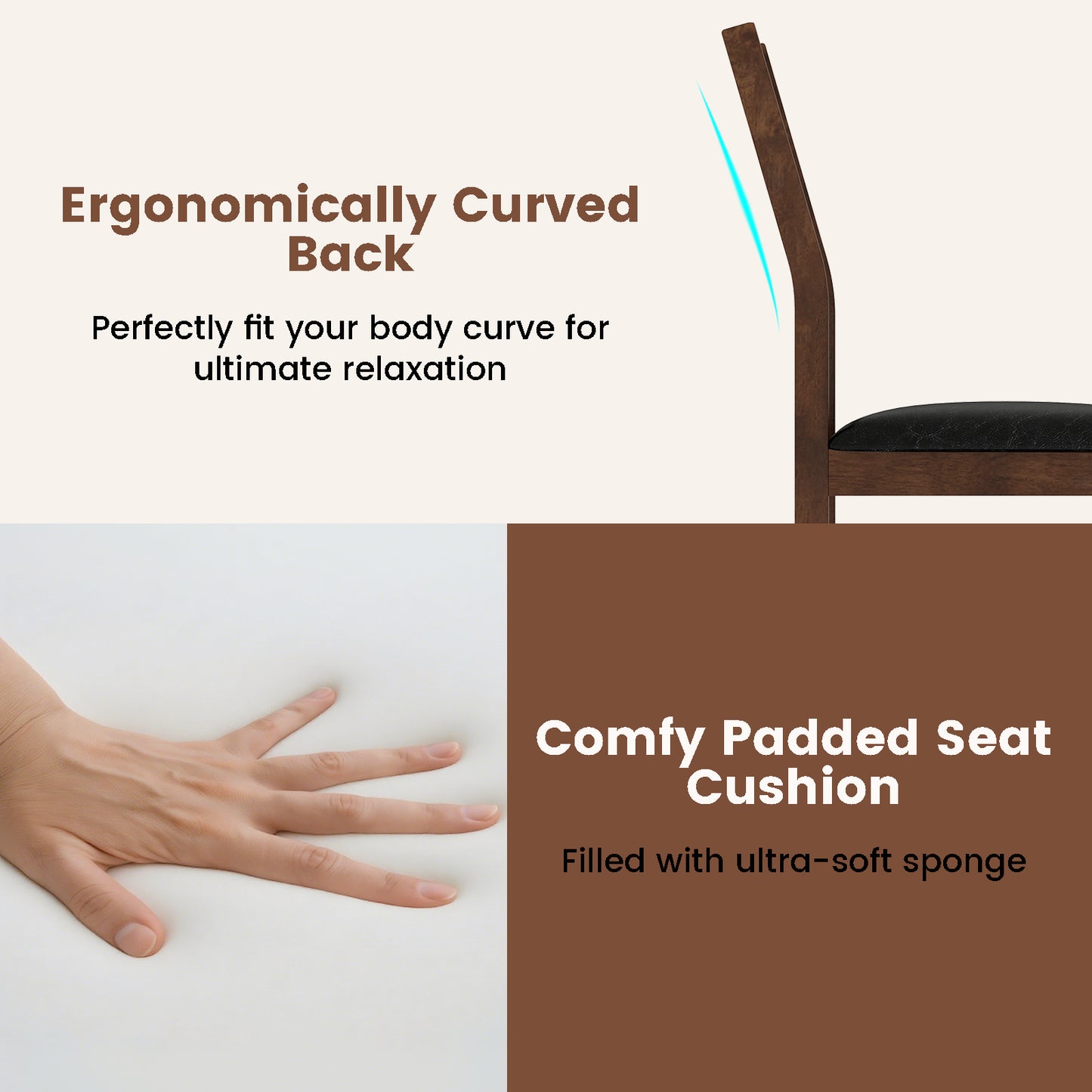 Dining Chairs Set of 2 with Padded PU Leather Seats
