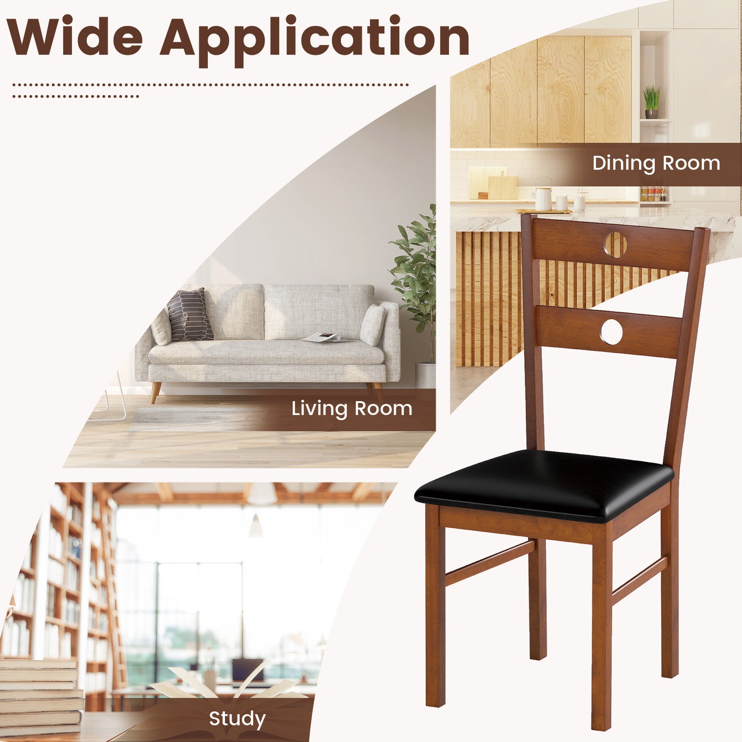 Dining Chairs Set of 2 with Hollowed Backrest