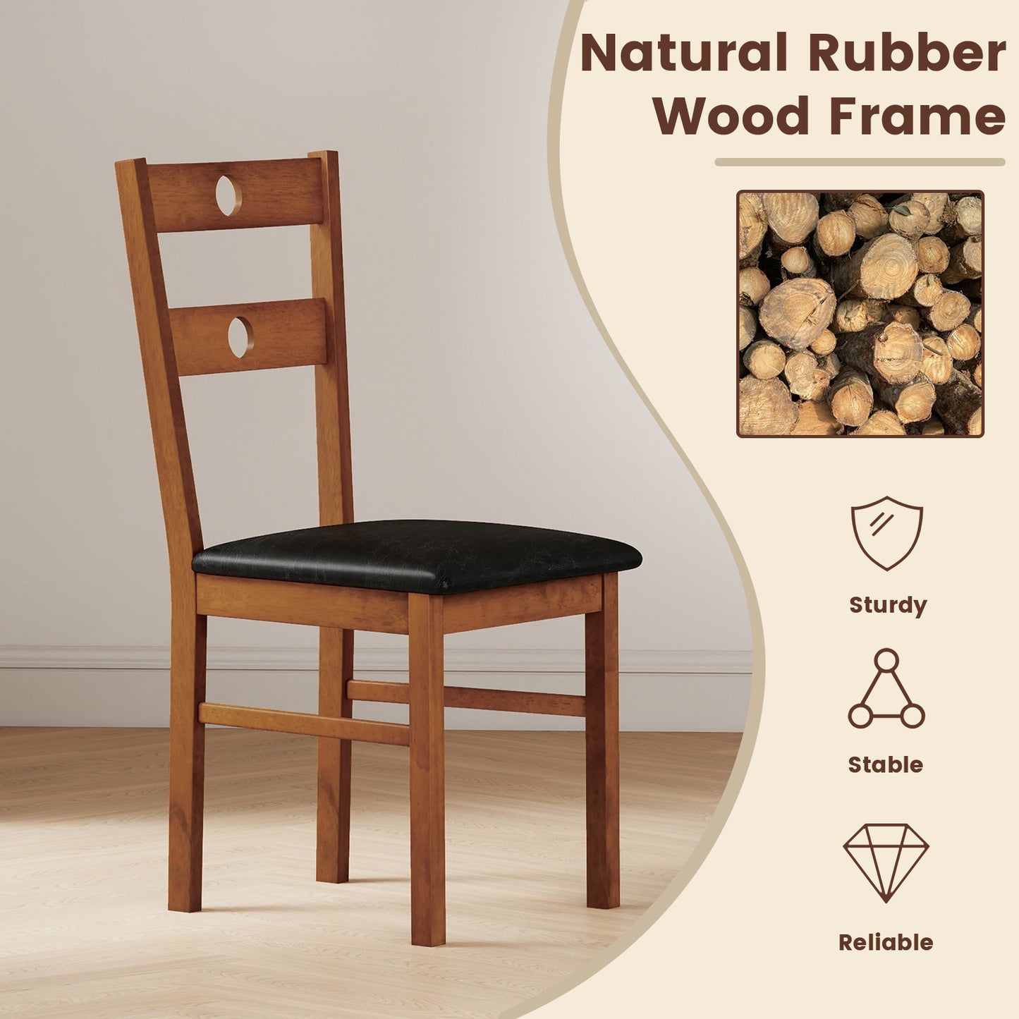 Dining Chairs Set of 4 with Hollowed Backrest