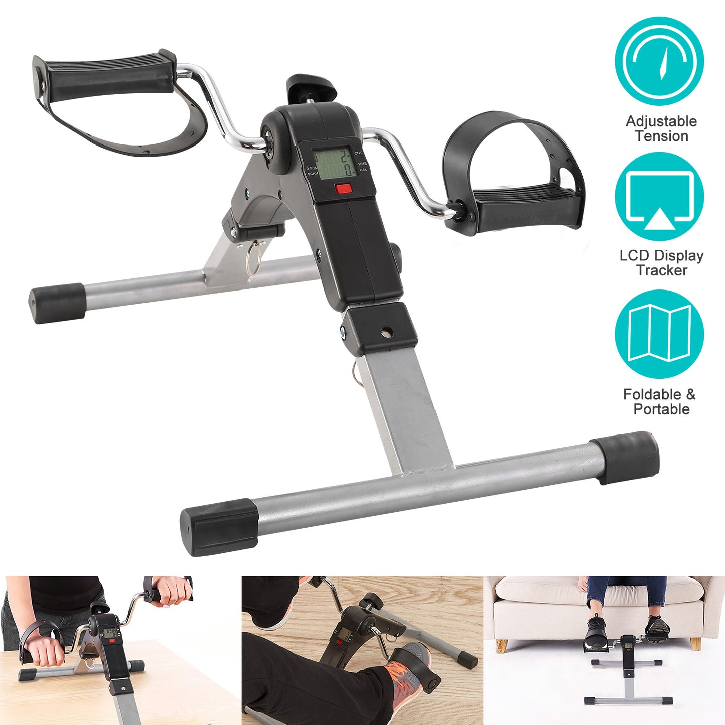 Mini Pedal Exerciser with LCD Display - Foldable