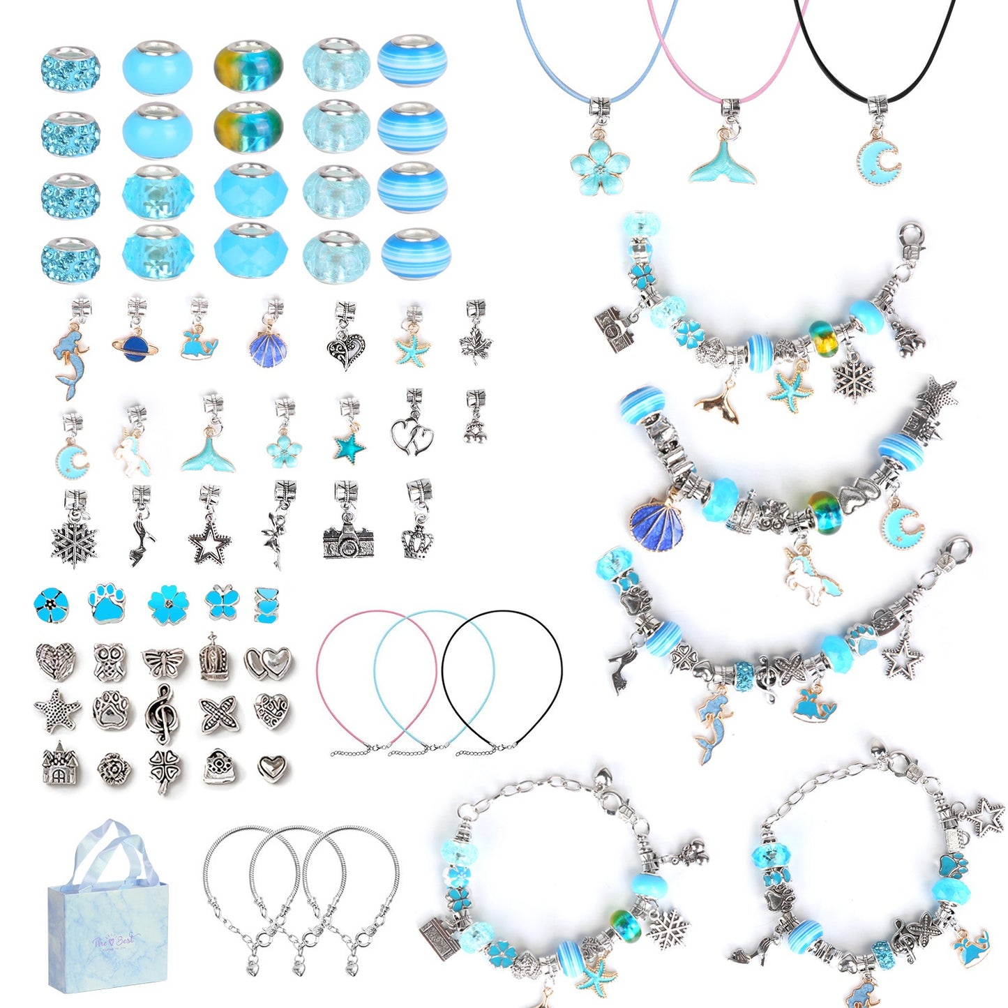 66-Piece Kids' DIY Charm Bracelet Kit