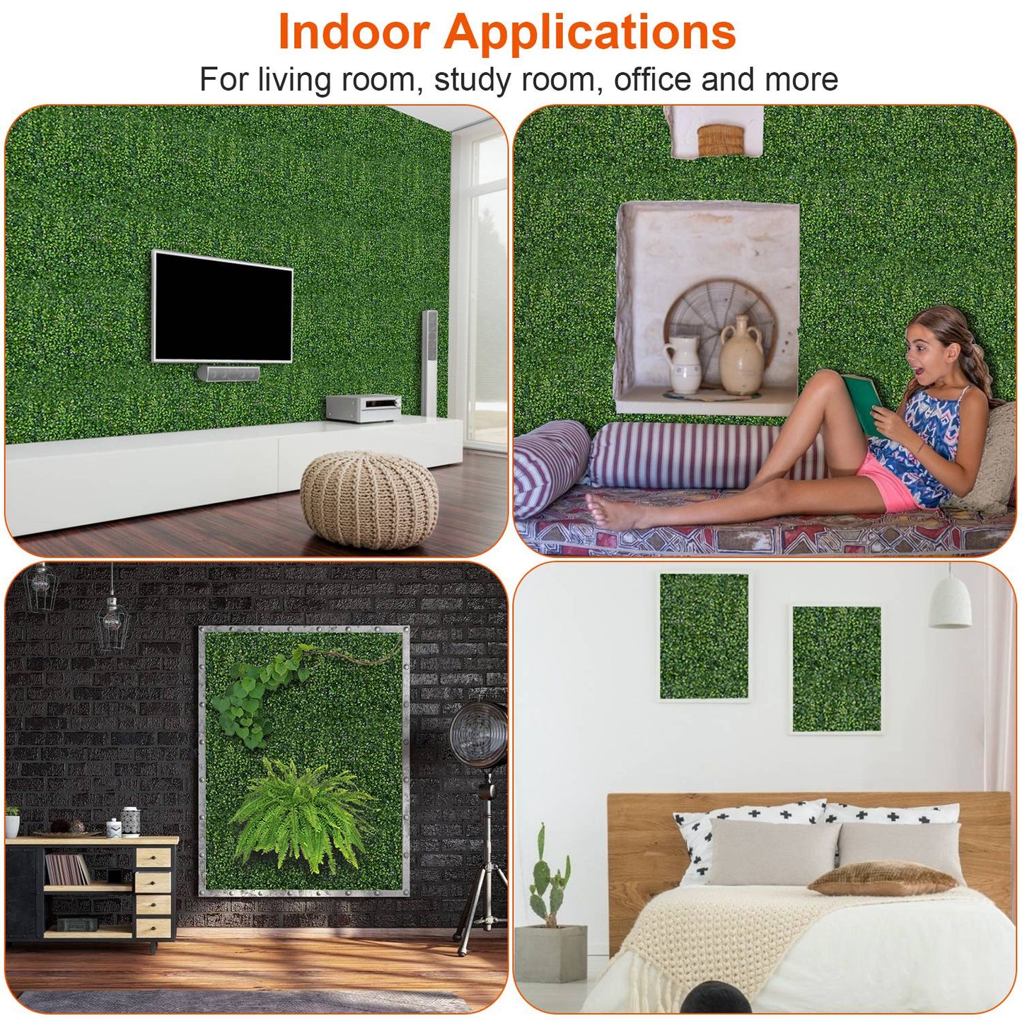 Artificial Boxwood Hedge Panels 23.6x15.75in - 12 Pack