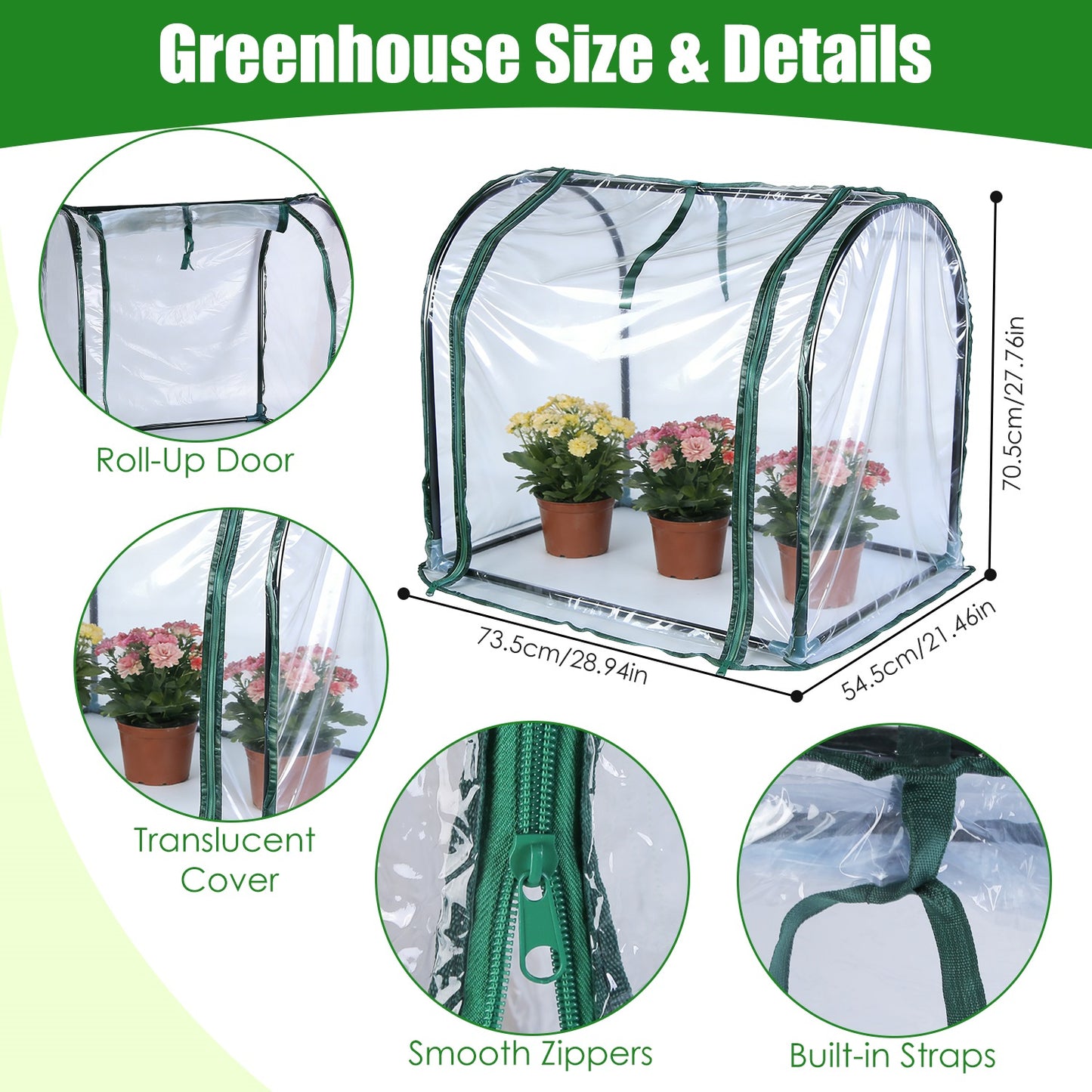 Tabletop Mini Greenhouse 29" x 21" x 28" with PVC Cover