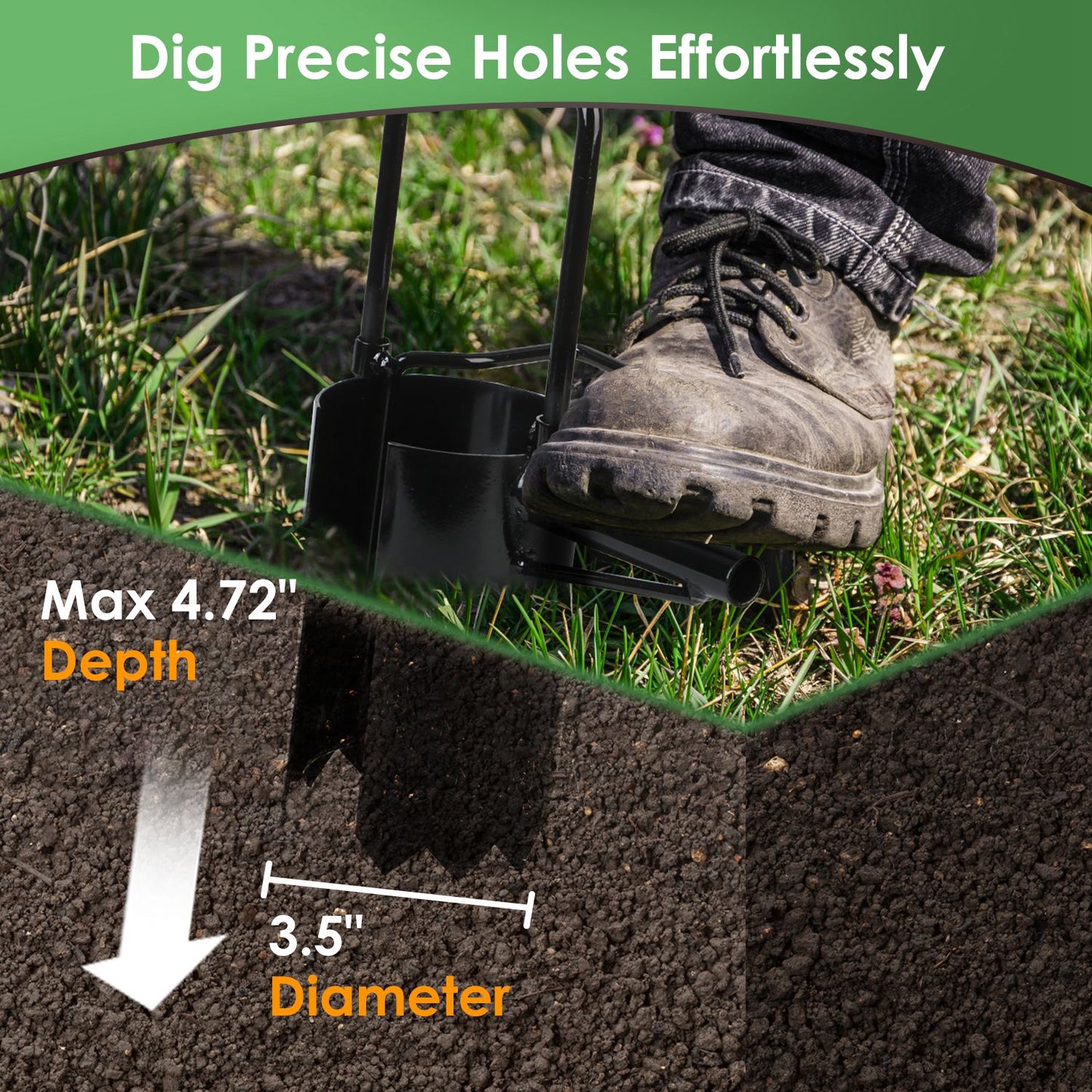 Long Handle Bulb Planter Tool with Foot Pedal & Serrated Base