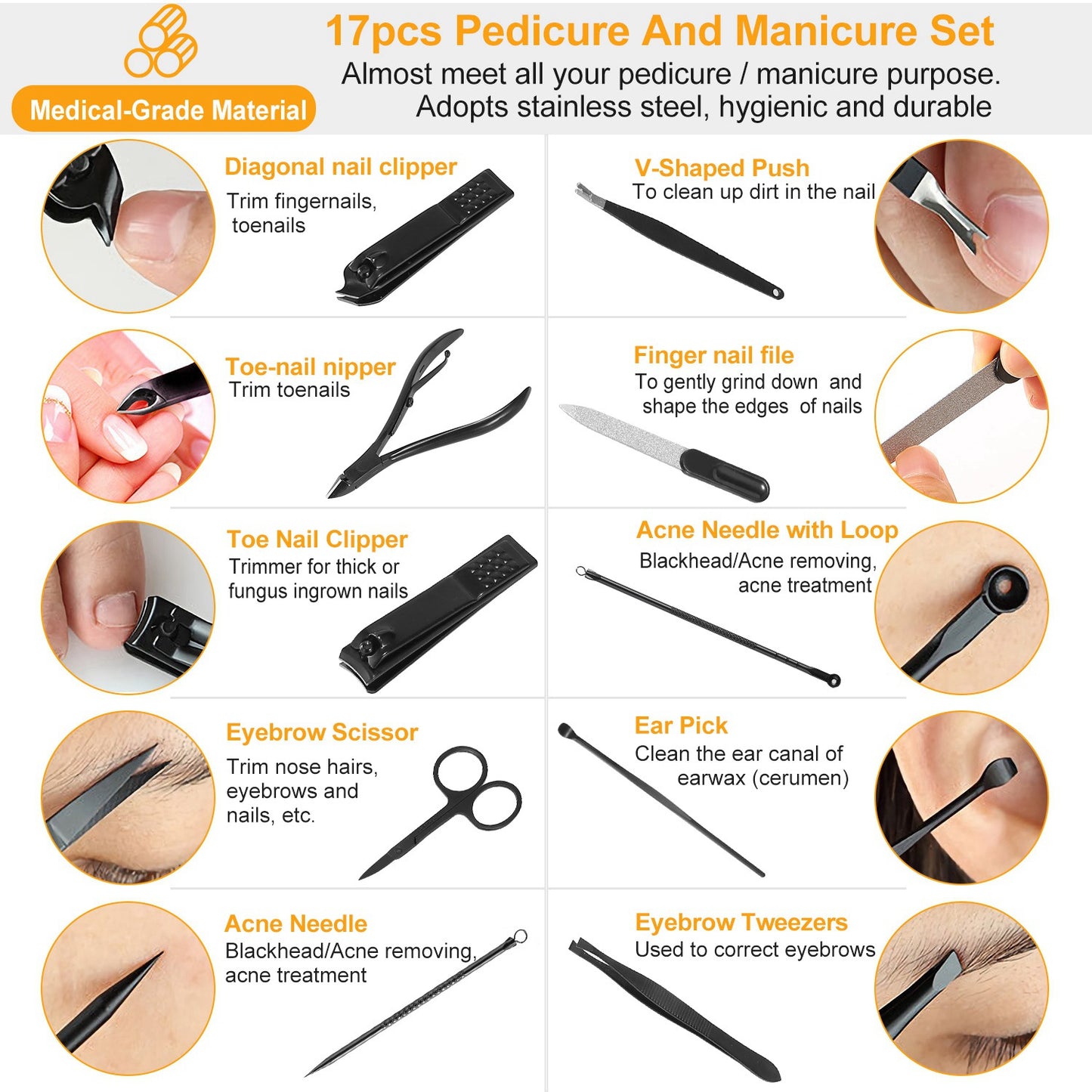 17Pcs Set Manicure Pedicure Set
