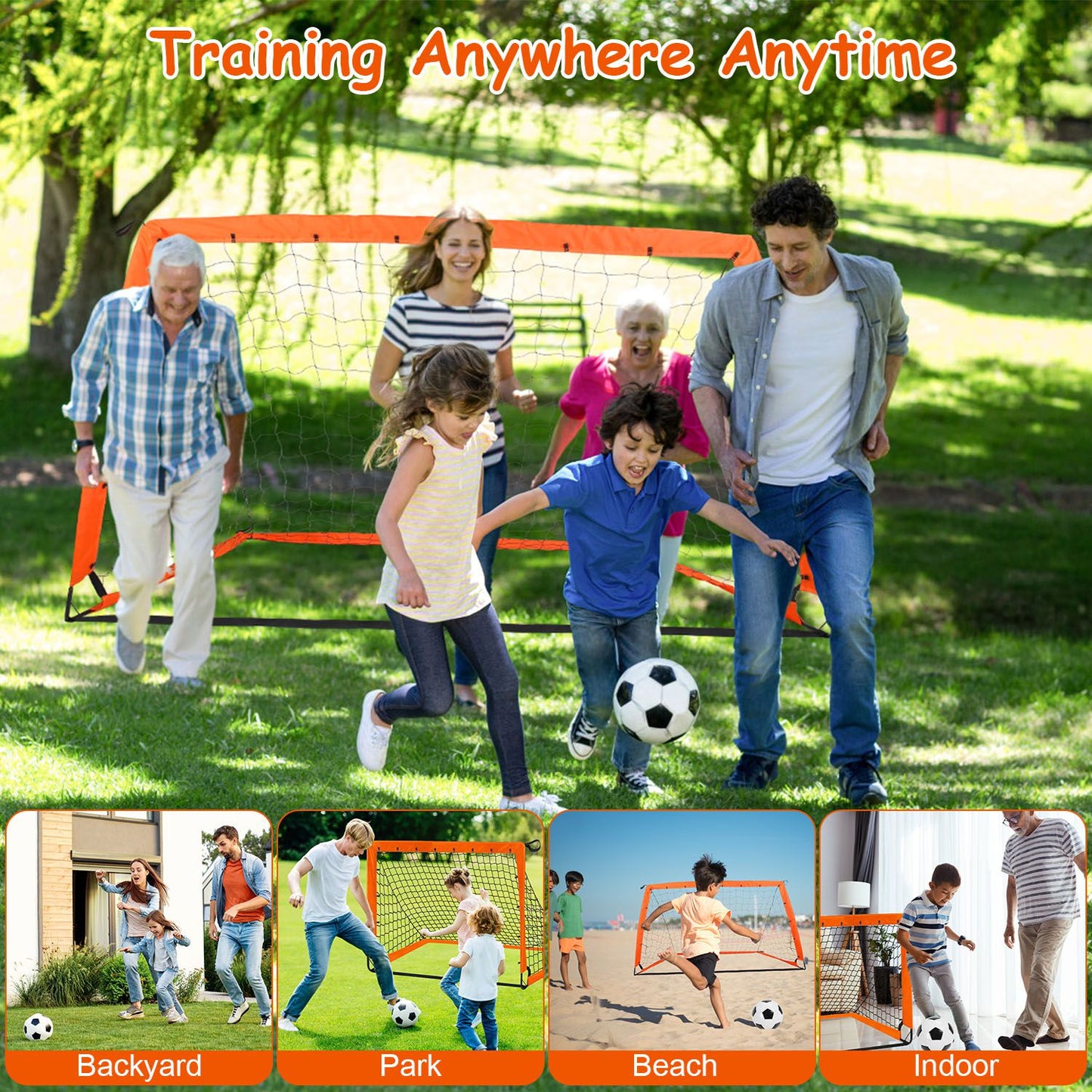 Kids Soccer Goals Set with Training Equipment for Ages 3+